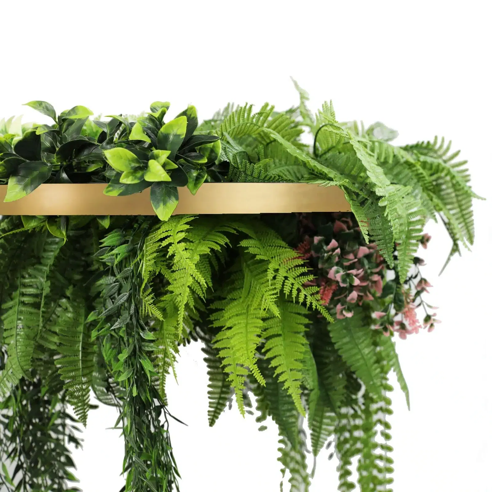 Gold Framed Roof Hanging Disc With Draping Life-Like Plants 23.6" - Image 4
