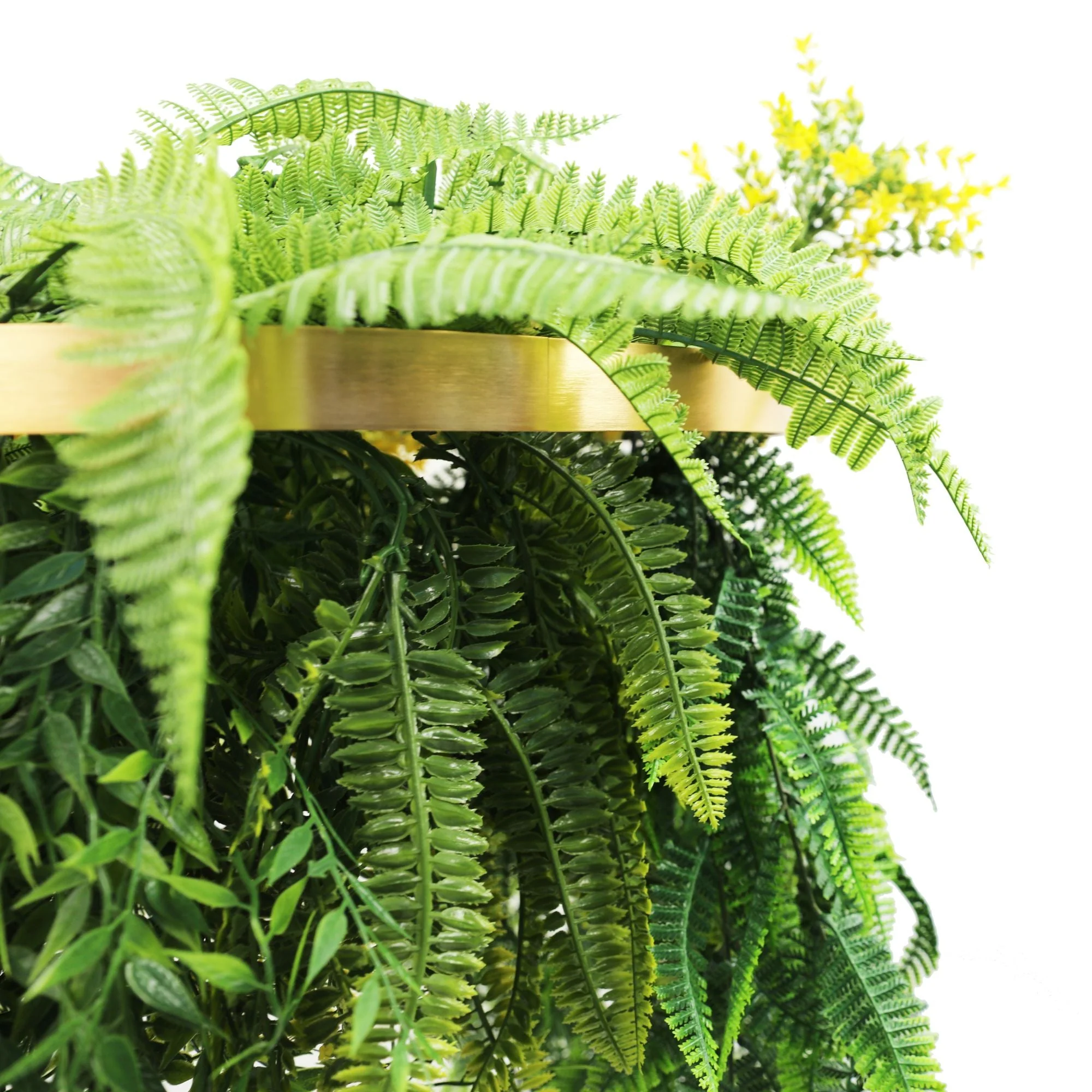 Gold Framed Roof Hanging Disc With Tropical Foliage Mix and Draping Stems UV Resistant Medium - Image 4