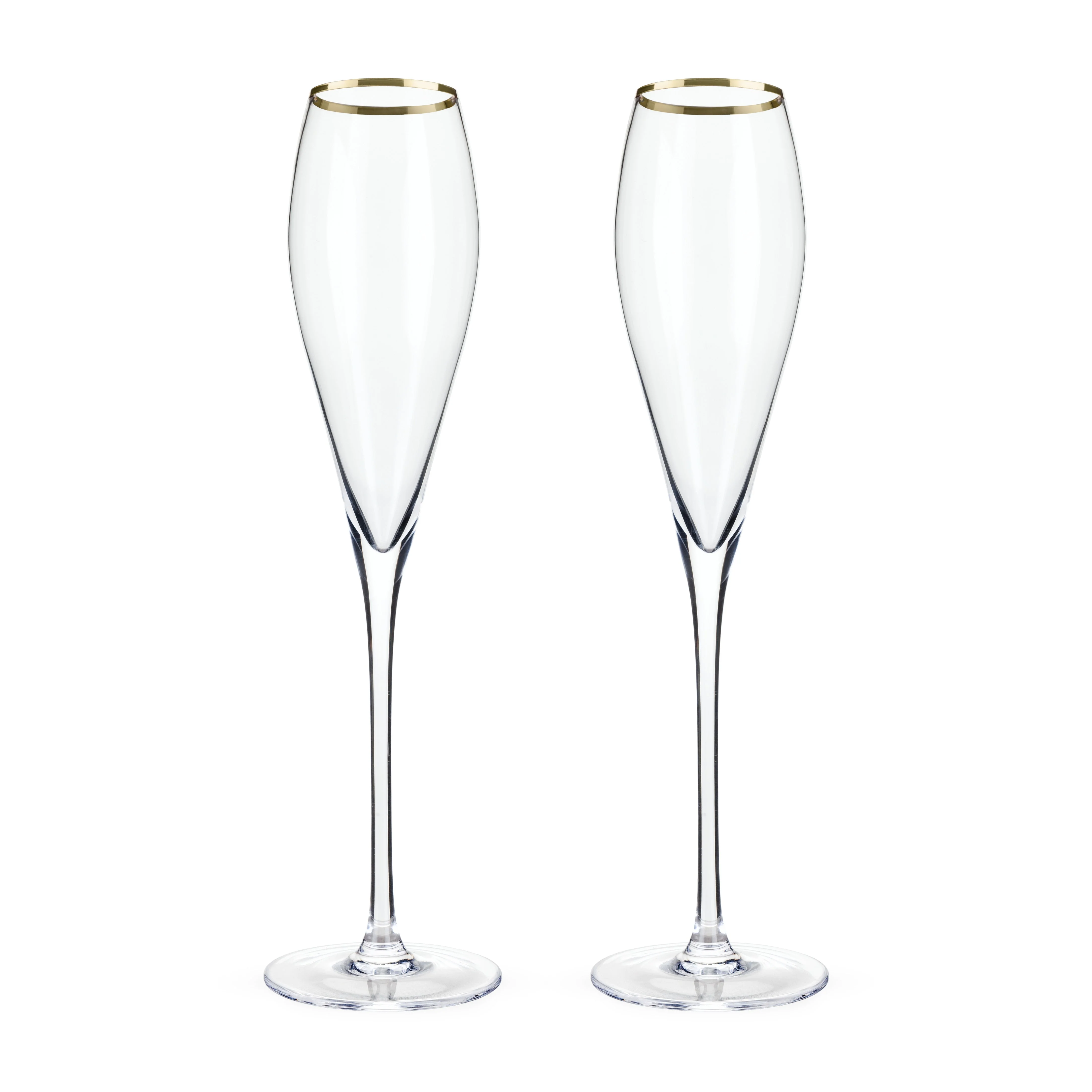 Gold-Rimmed Crystal Champagne Flutes Set of 2 - Image 3