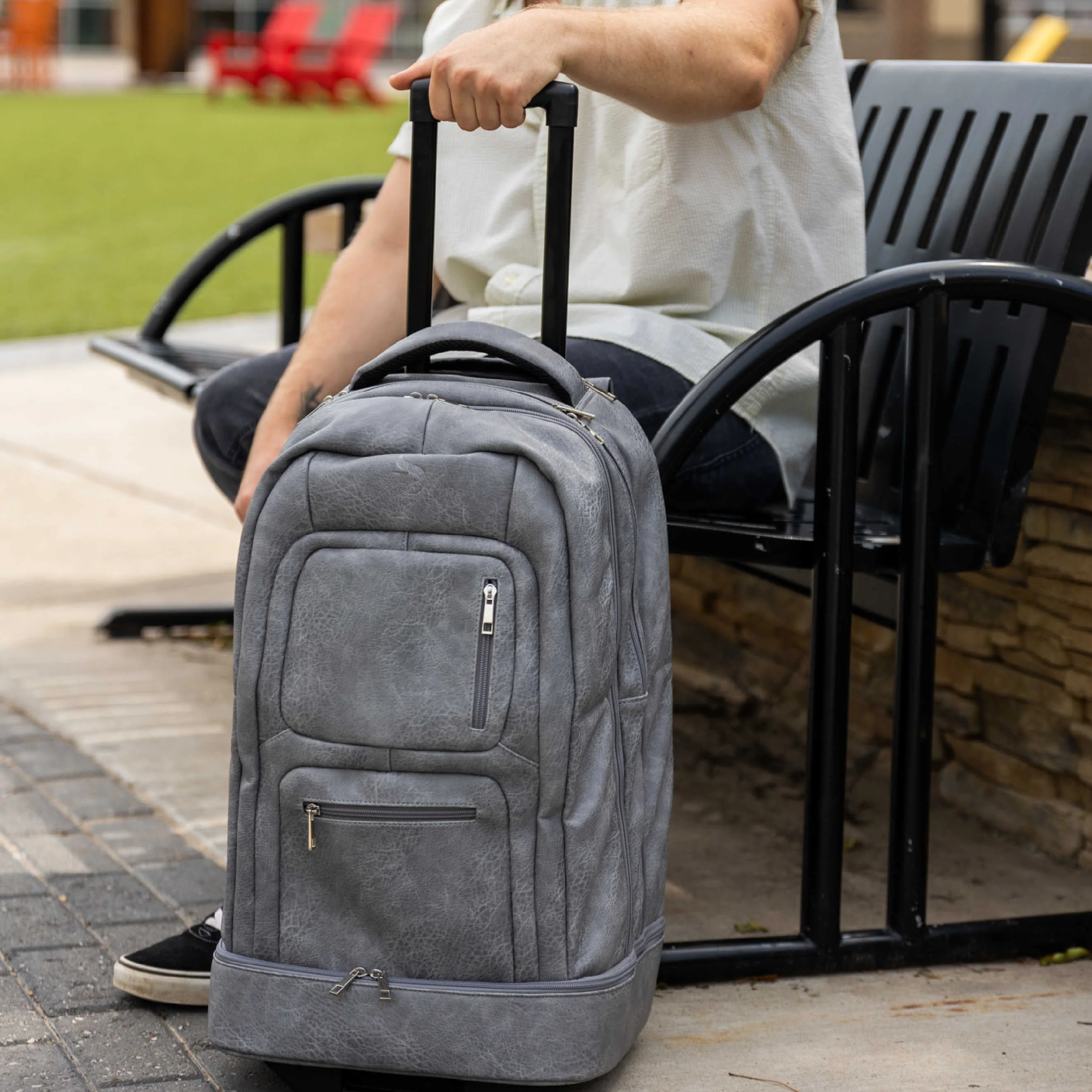 Grey Leather Carry-On Roller Bag (Only 150 Made) - Image 3