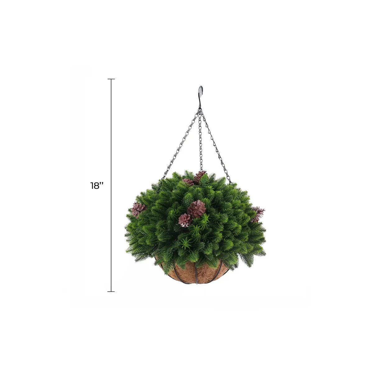 Hanging Artificial Cedar Pine Cone Basket 18" UV Resistant - Image 2
