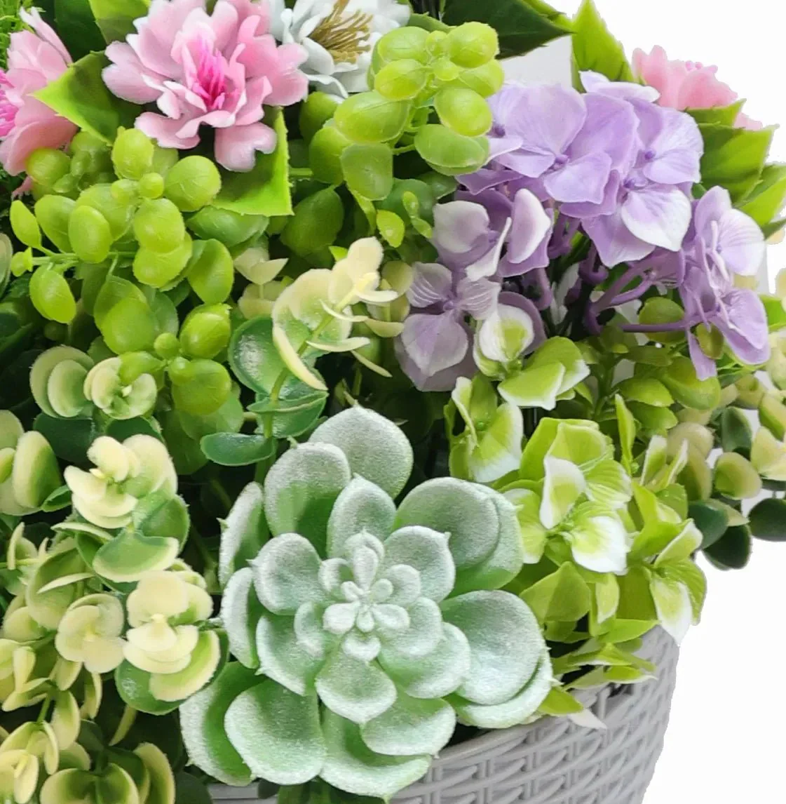 Hanging Artificial Succulent Basket 14" UV Resistant - Image 3