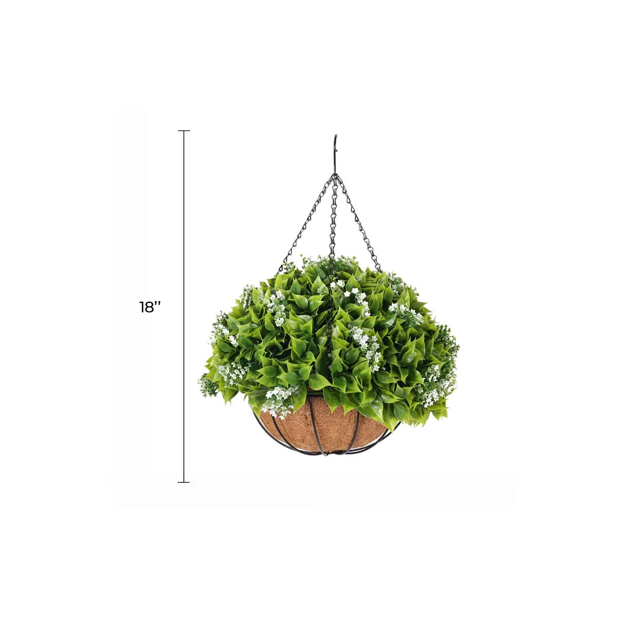 Hanging Artificial Wide Leaf Buxus Flowering Basket 18" UV Resistant - Image 2