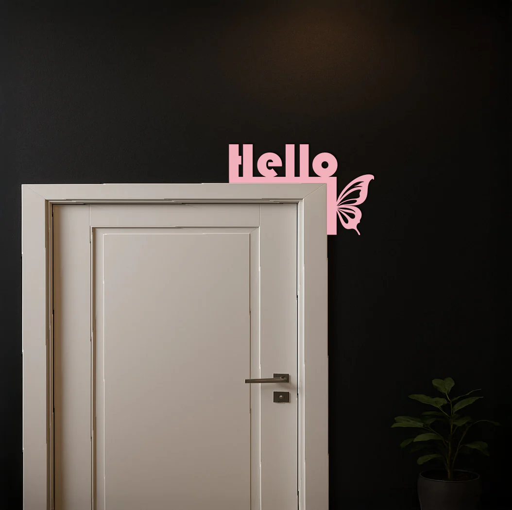 Hello Butterfly Metal Wall Art β Door Corner Decorative Sign - KAFGP122
