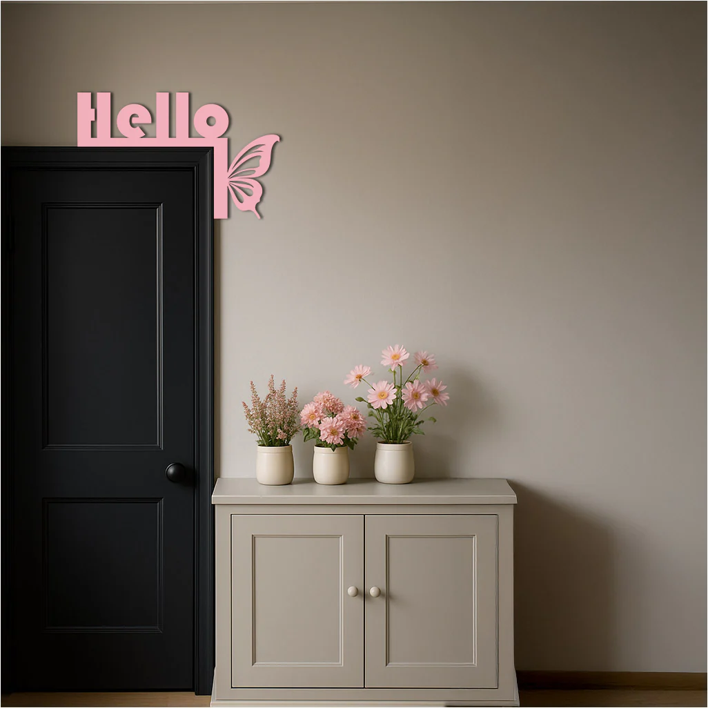 Hello Butterfly Metal Wall Art β Door Corner Decorative Sign - KAFGP122 - Image 3