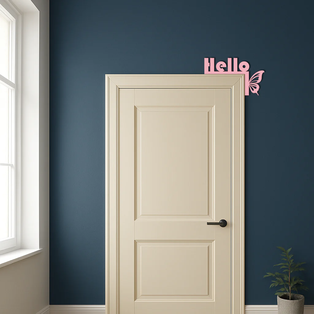 Hello Butterfly Metal Wall Art β Door Corner Decorative Sign - KAFGP122 - Image 4