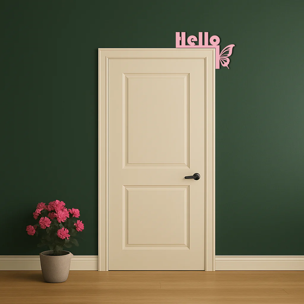 Hello Butterfly Metal Wall Art β Door Corner Decorative Sign - KAFGP122 - Image 6