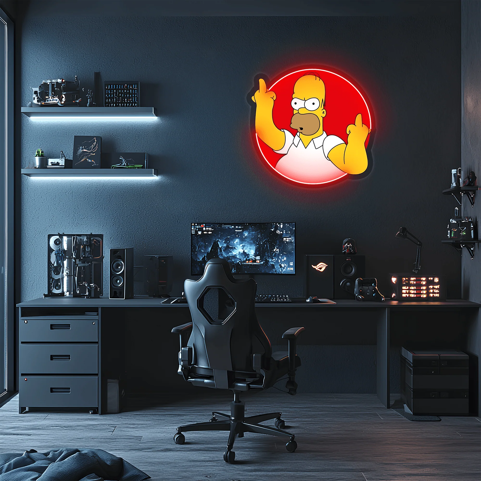 Homer Simpson Neon Sign, Simpson Neon Decor, Uv Print Neon Sign, Home Decor - Image 2