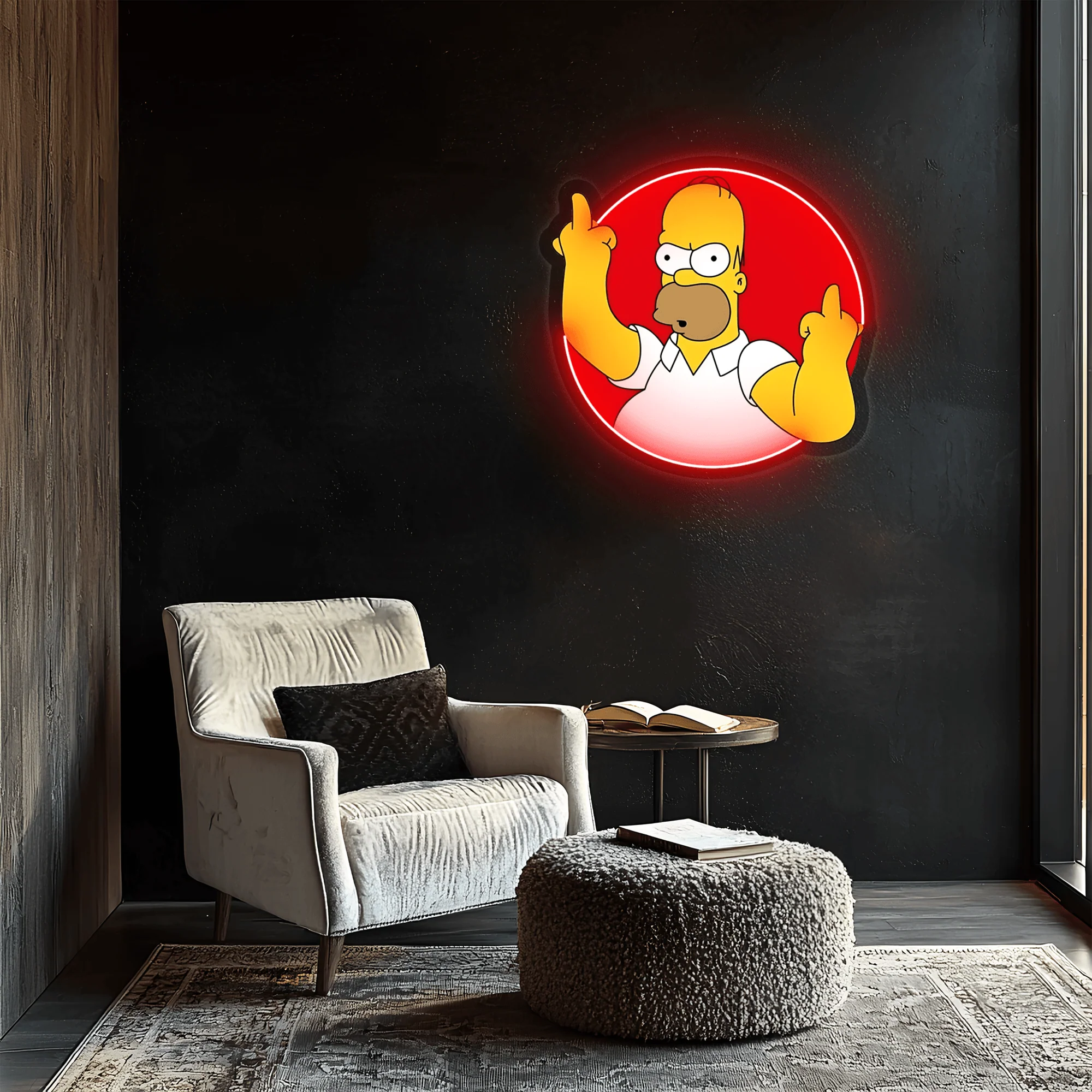Homer Simpson Neon Sign, Simpson Neon Decor, Uv Print Neon Sign, Home Decor - Image 5
