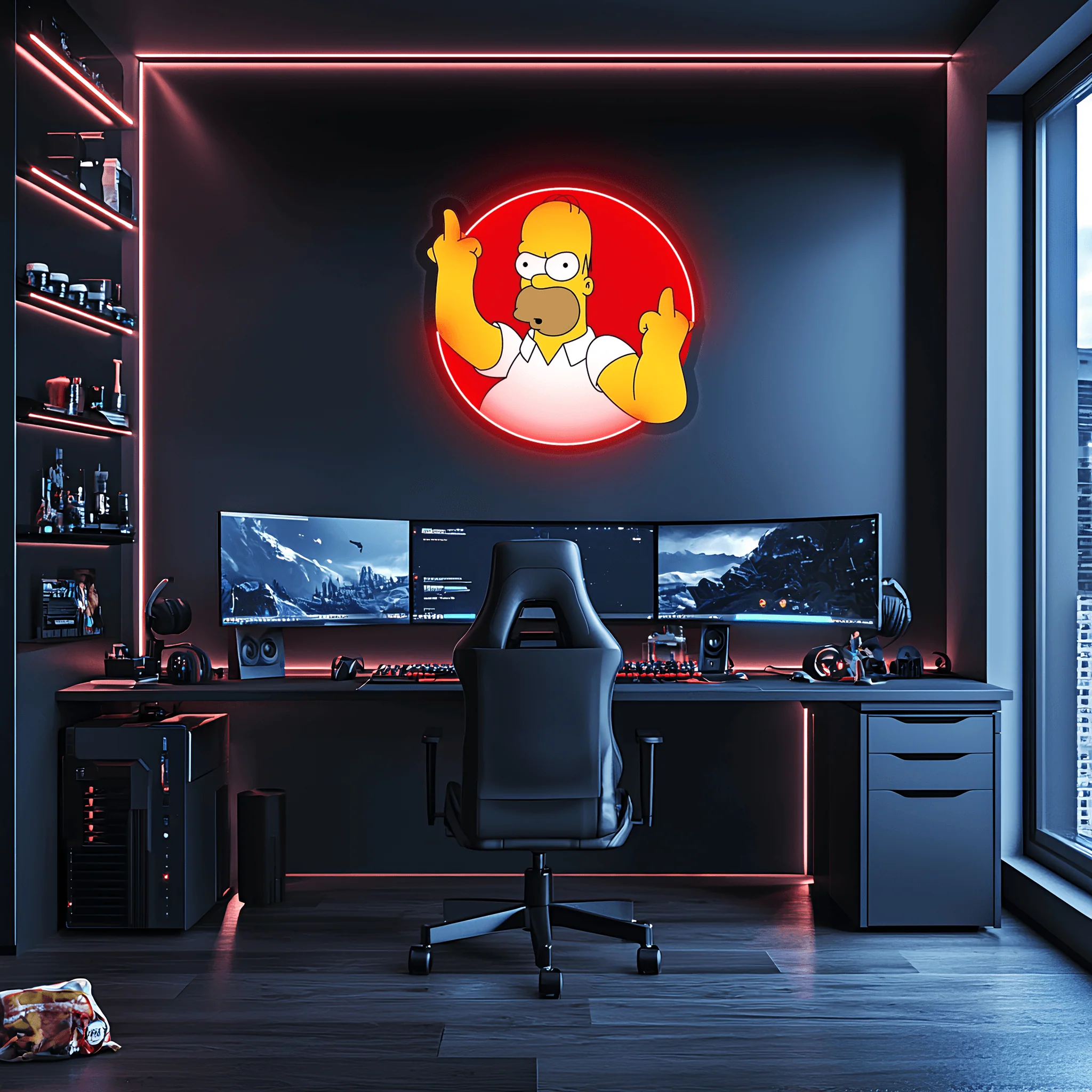 Homer Simpson Neon Sign, Simpson Neon Decor, Uv Print Neon Sign, Home Decor - Image 6