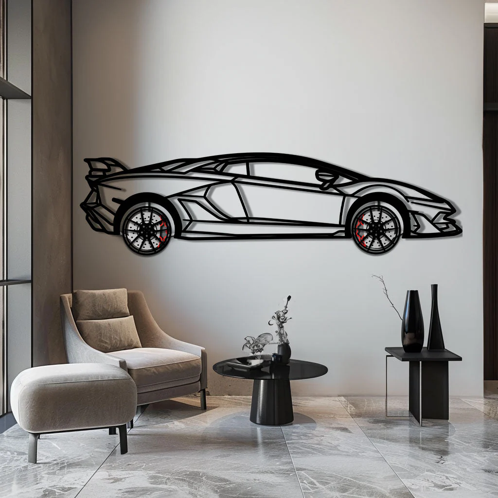 Lamborghini Aventador Metal Car Wall Art with Rotating Wheels - Italian V12 Hypercar Silhouette - Interactive Automotive Wall Decor - KAFMEKA145 - Image 4
