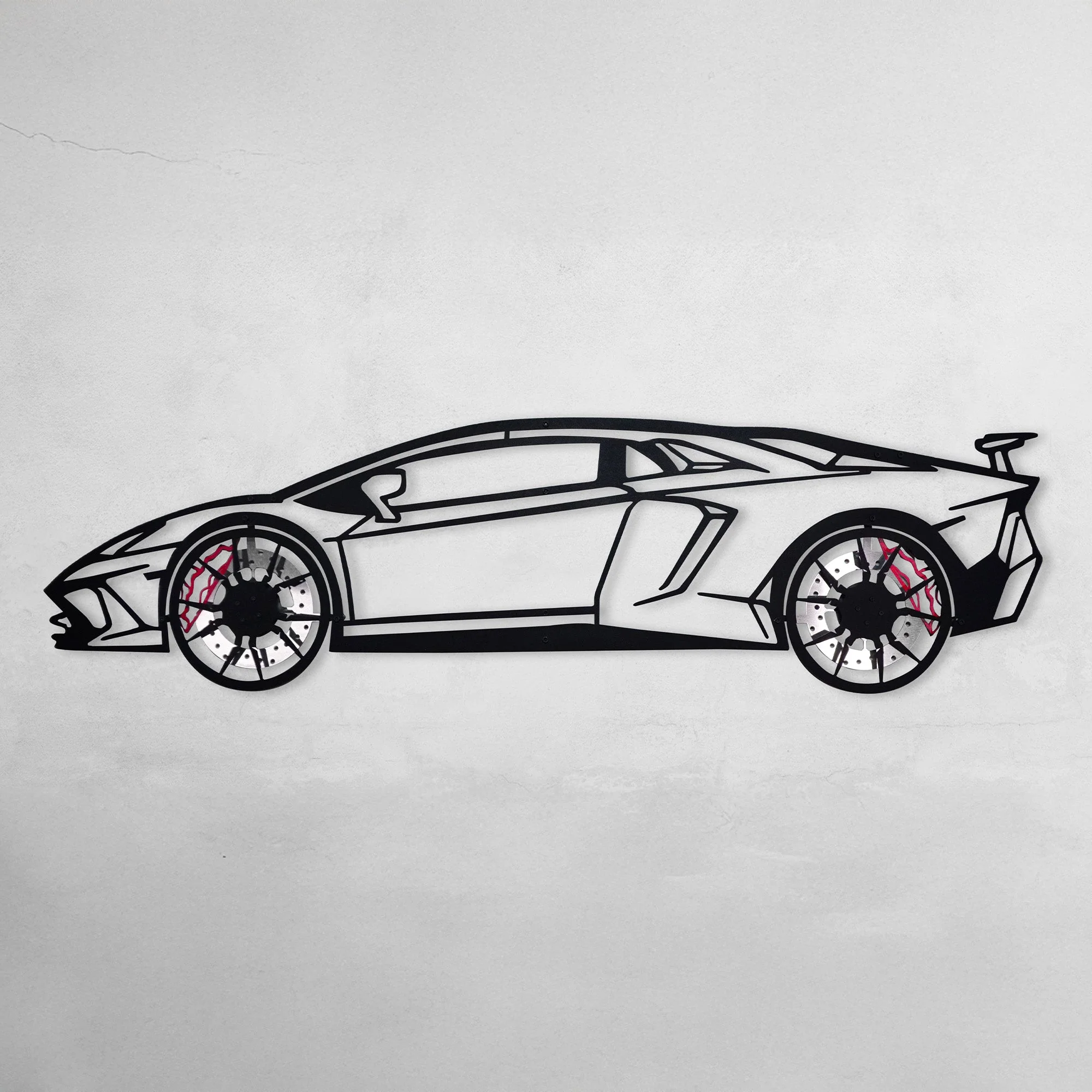Lamborghini Wall Art – Exotic Supercar Steel Silhouette with Spinning Wheels-KAFMEKA030