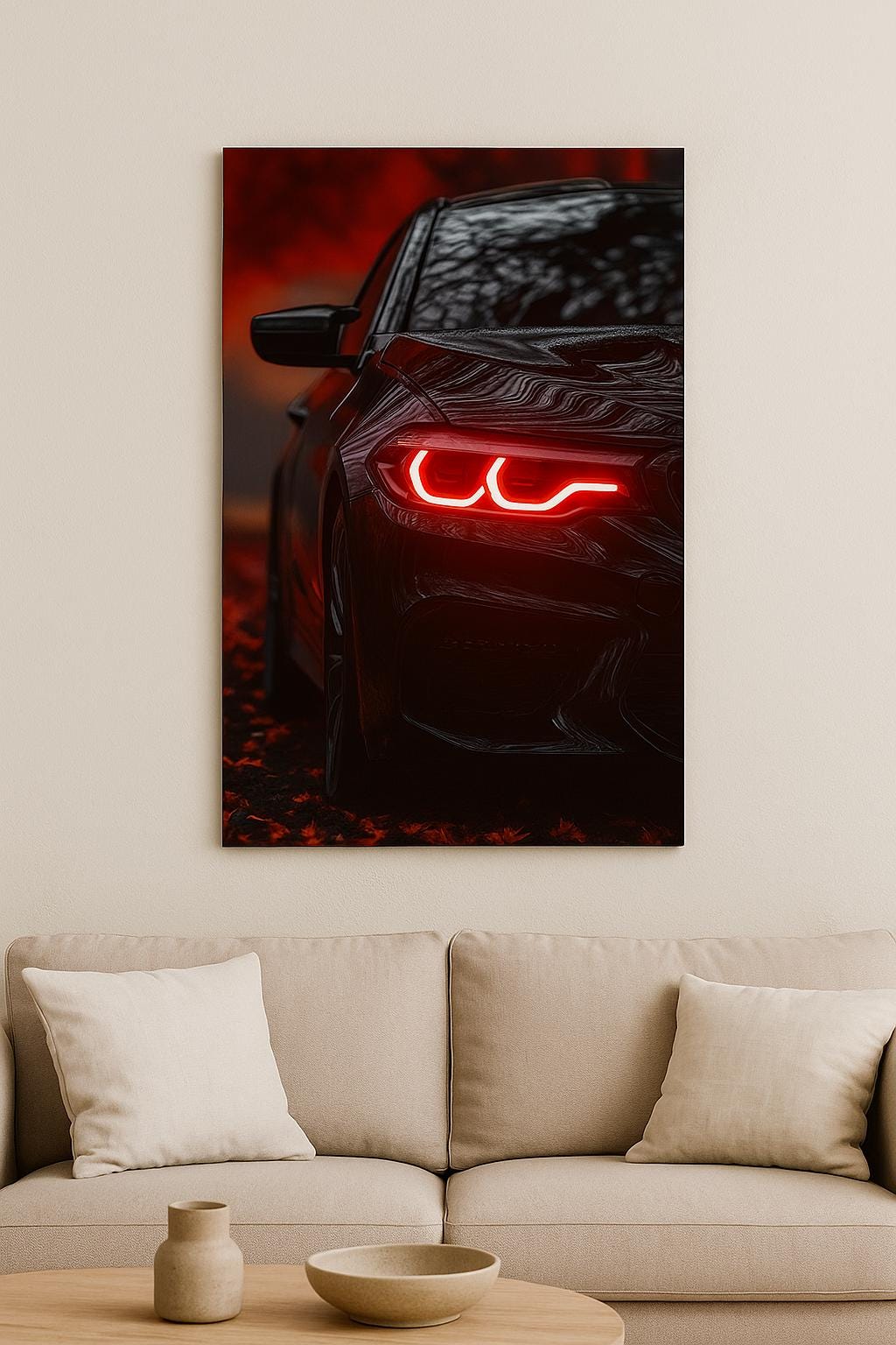 LED Car Wall Art – Modern Acrylic Poster with Neon Light Effect – Custom Sizes - Image 2