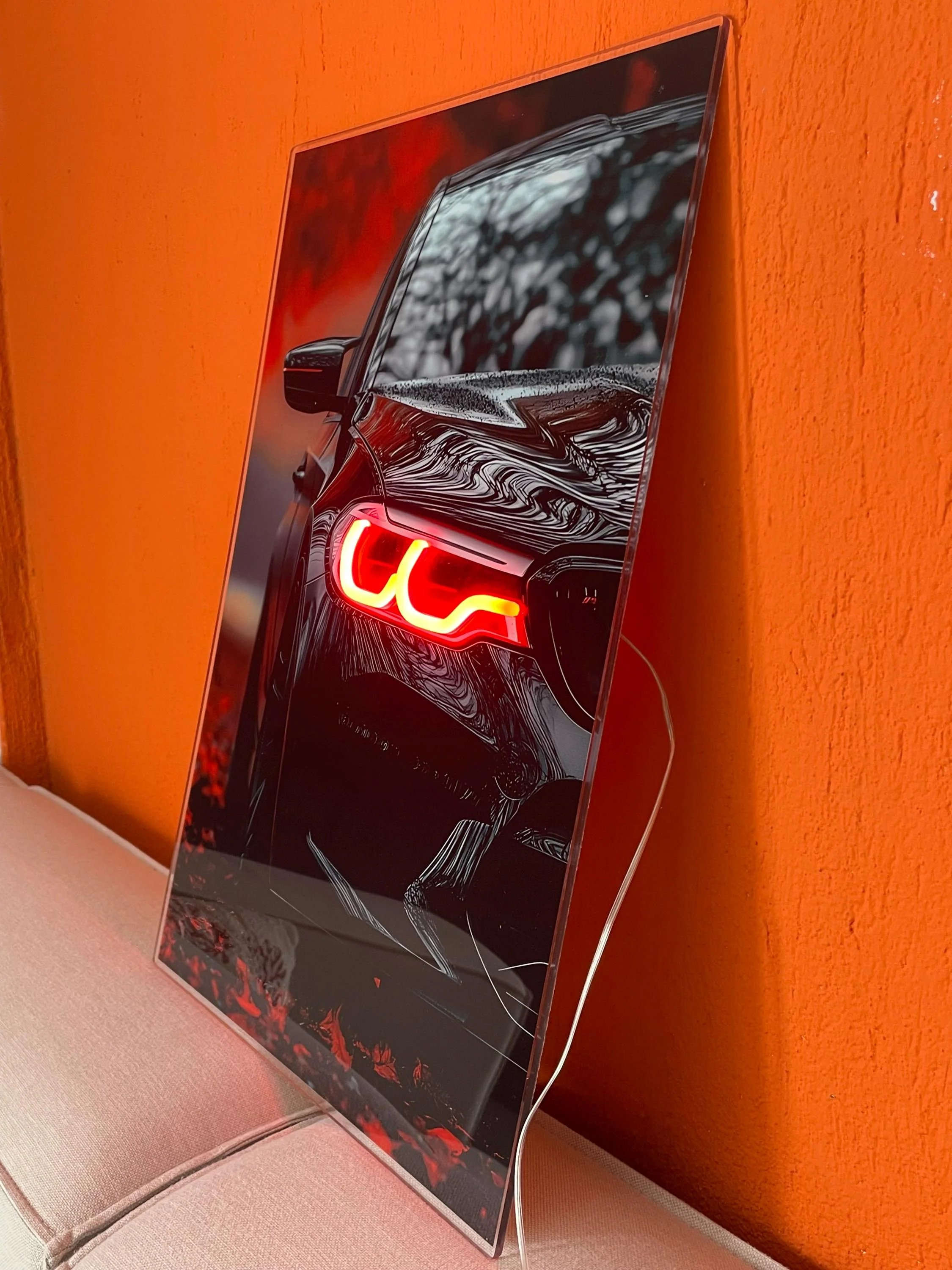 LED Car Wall Art – Modern Acrylic Poster with Neon Light Effect – Custom Sizes - Image 3
