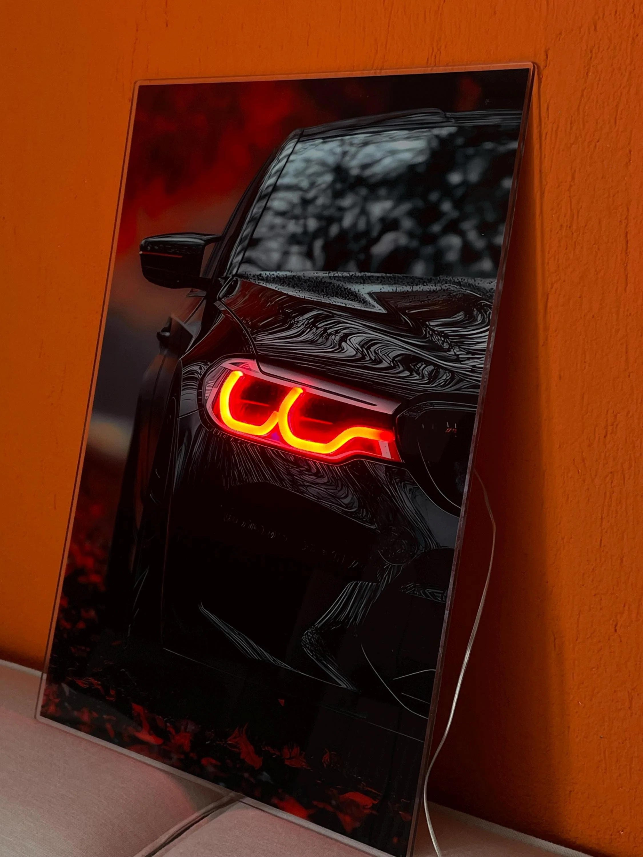 LED Car Wall Art – Modern Acrylic Poster with Neon Light Effect – Custom Sizes - Image 4