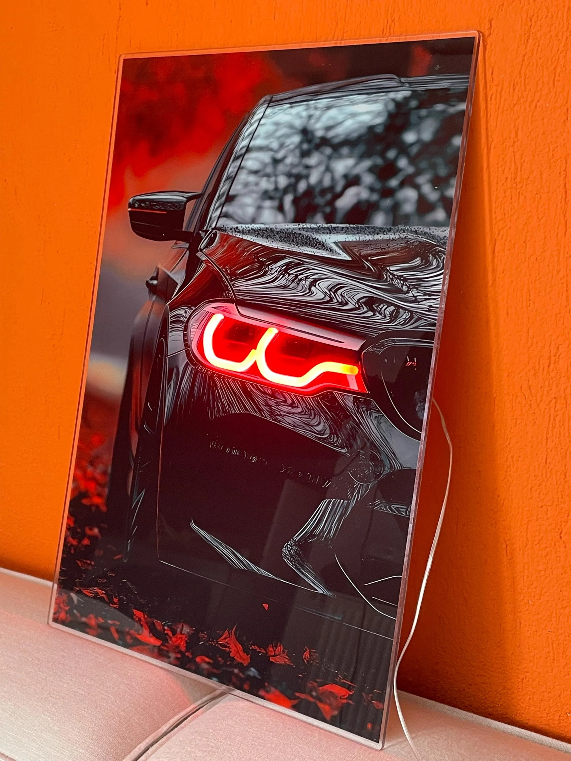 LED Car Wall Art – Modern Acrylic Poster with Neon Light Effect – Custom Sizes - Image 5