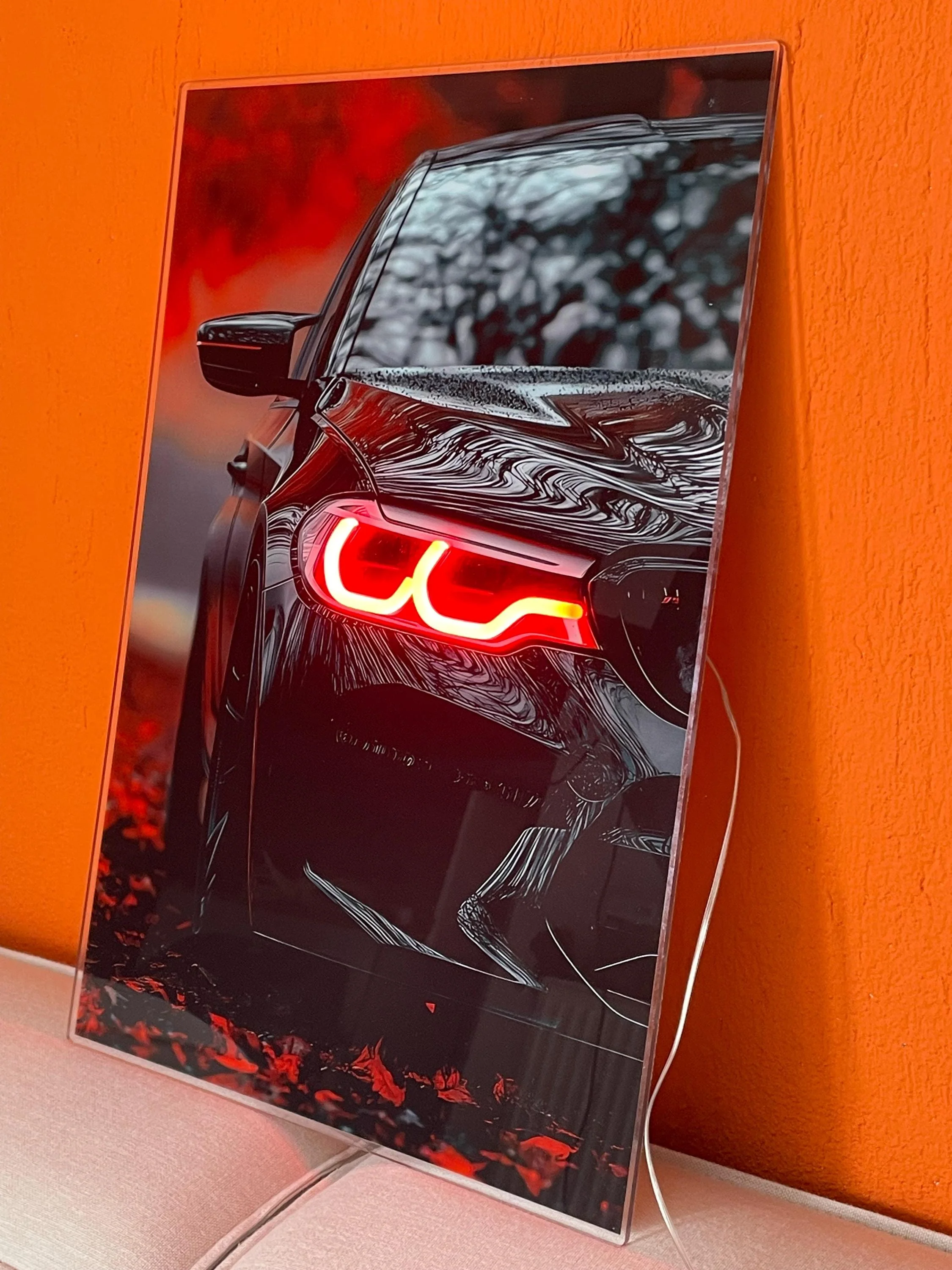 LED Car Wall Art – Modern Acrylic Poster with Neon Light Effect – Custom Sizes - Image 6