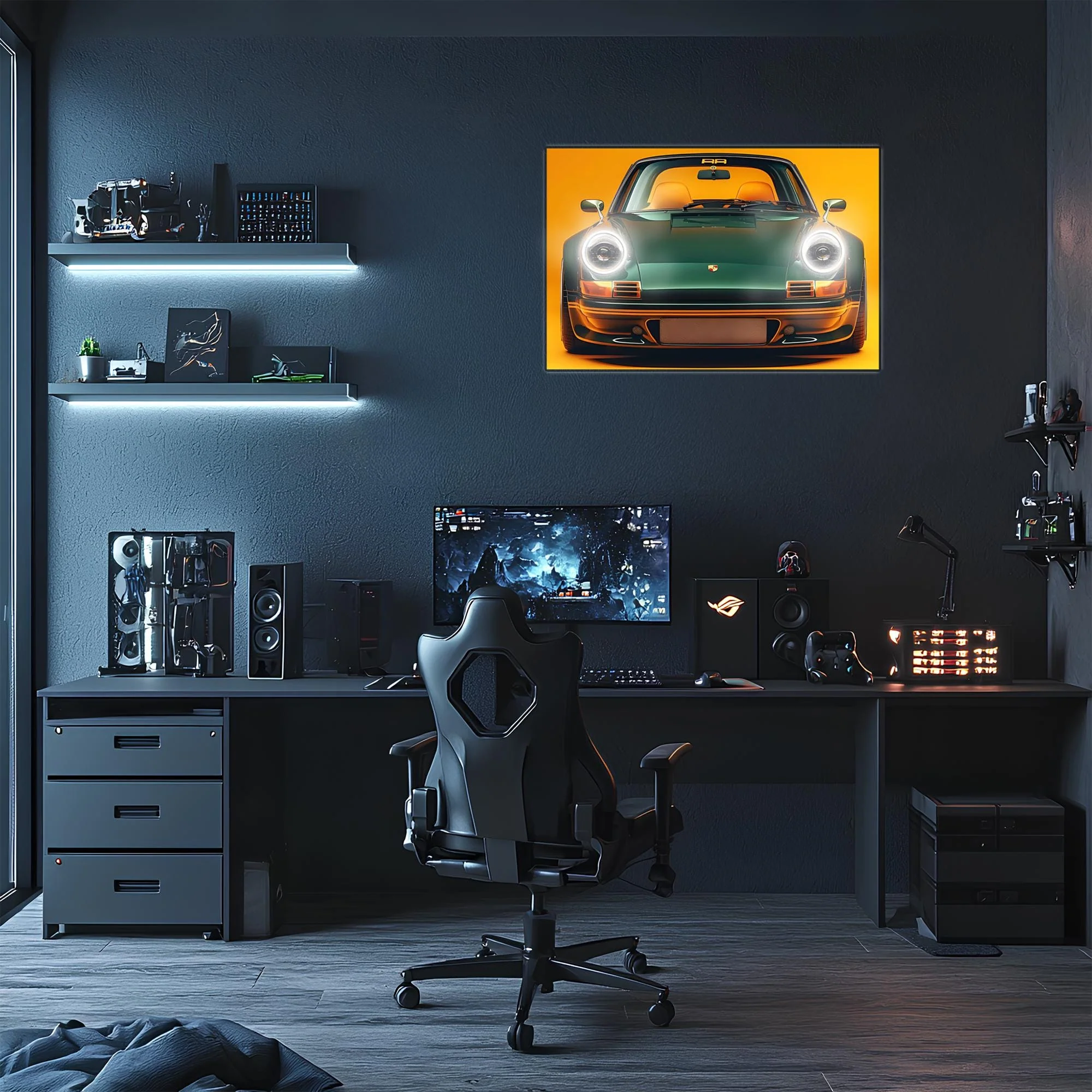 LED Retro Car Wall Art – UV‑Printed Acrylic with Dimmer Remote - Image 2