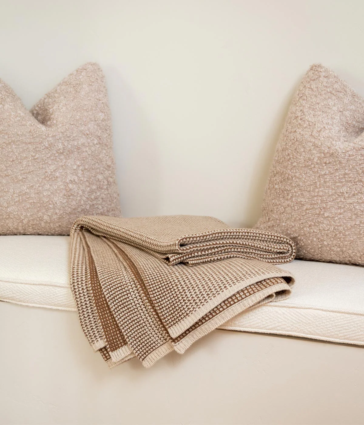 Linen and Cognac Waffle Knit Cashmere Throw - Image 3