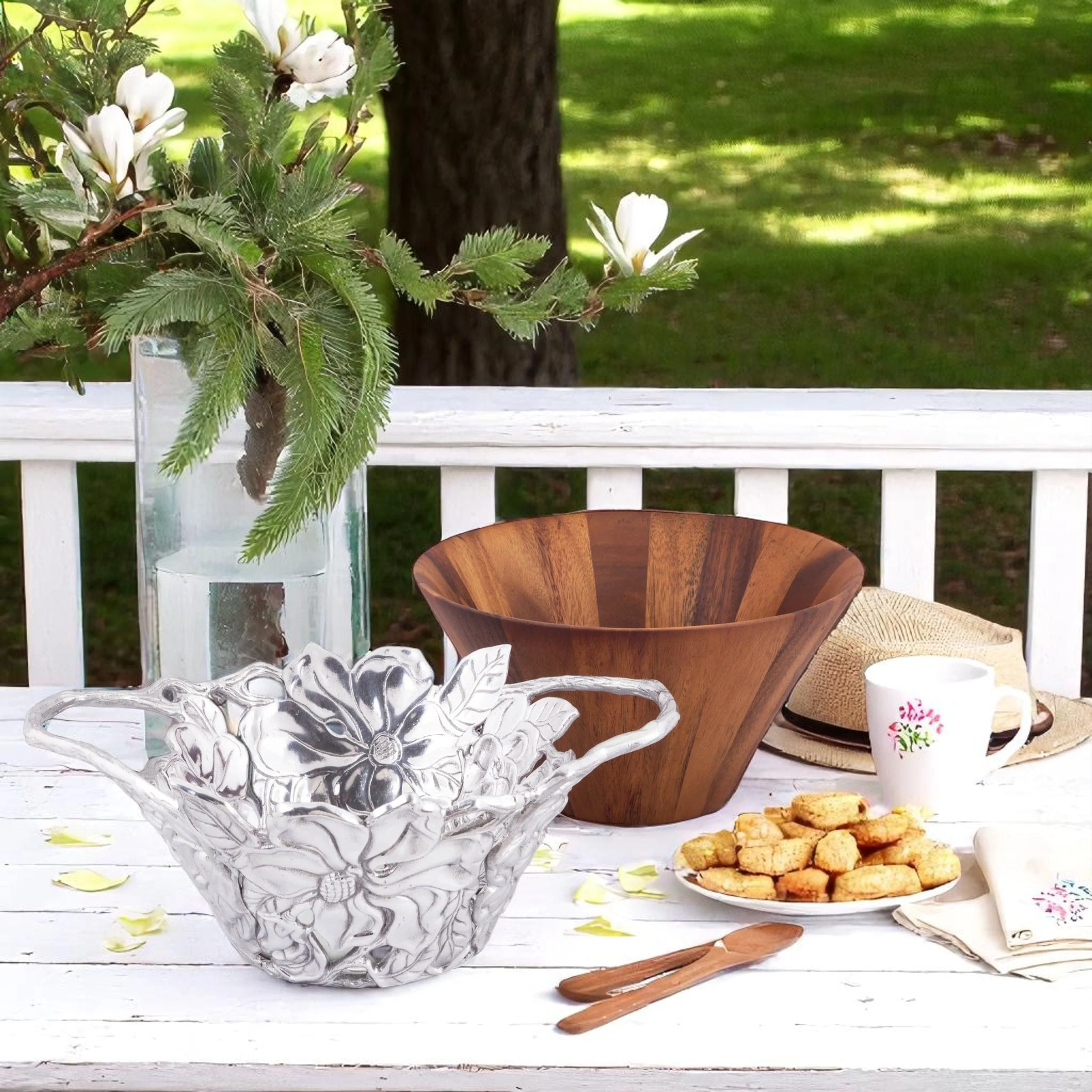 Magnolia Wood Tall Salad Bowl - Image 4