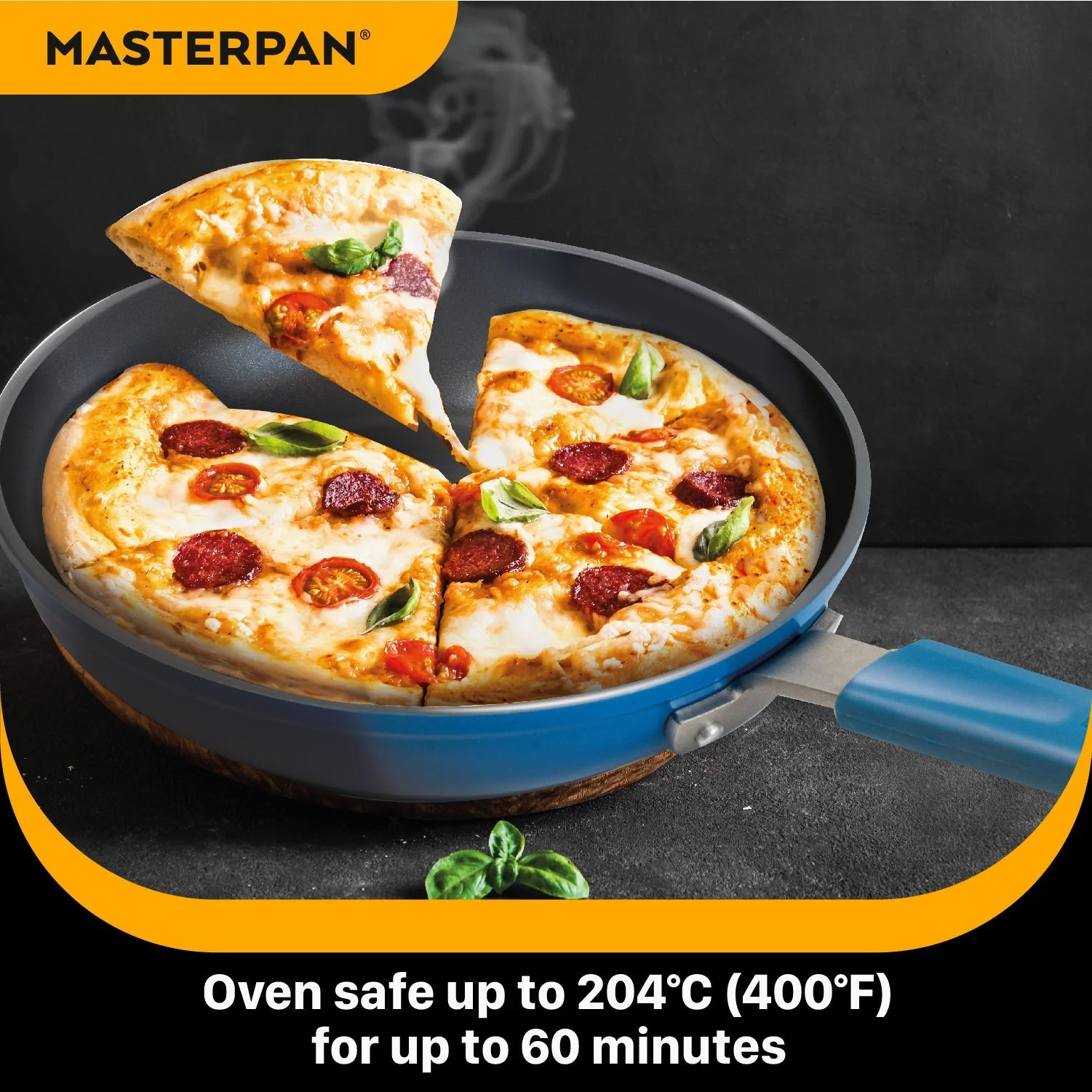 MASTERPAN Ceramic Nonstick Stovetop Oven Frypan & Skillet & Stainless Steel Lid Set, Azure Color 9.5"(24cm) - Image 2