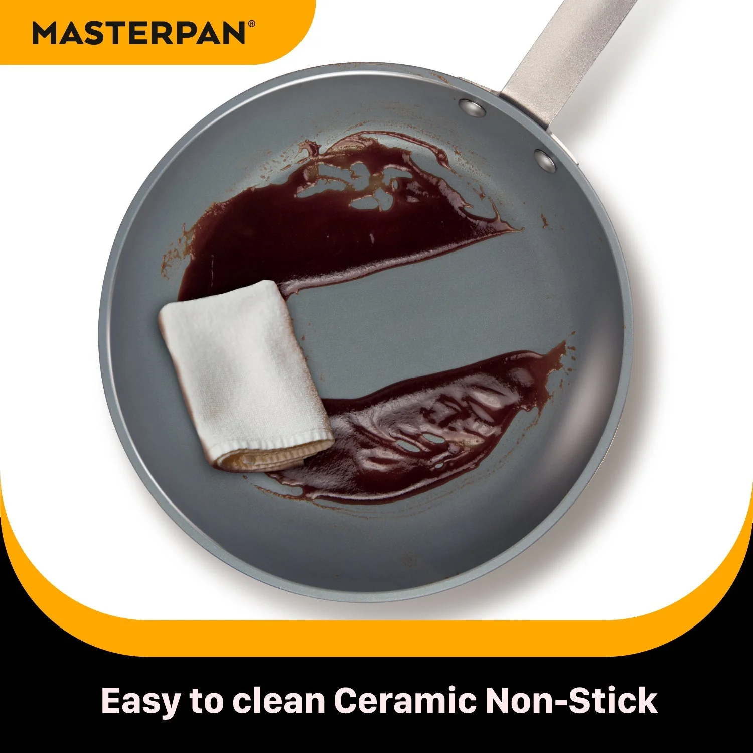 MASTERPAN Ceramic Nonstick Stovetop Oven Frypan & Skillet with Stainless Steel Lid & Utensils, Grey 9.5" (24cm) - Image 7