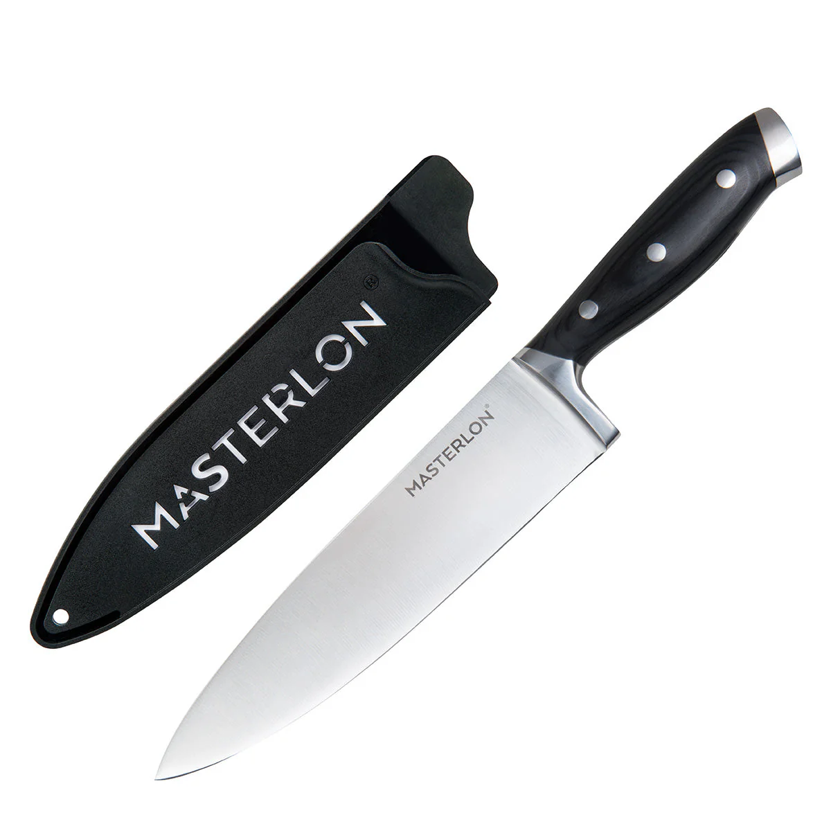 MASTERPAN Essential Chef’s Knife Bundle - 8" Chef’s Knife, 8" Slicer Knife & 7" Santoku Knife - Stainless Steel Blades with Protective Covers - Image 3