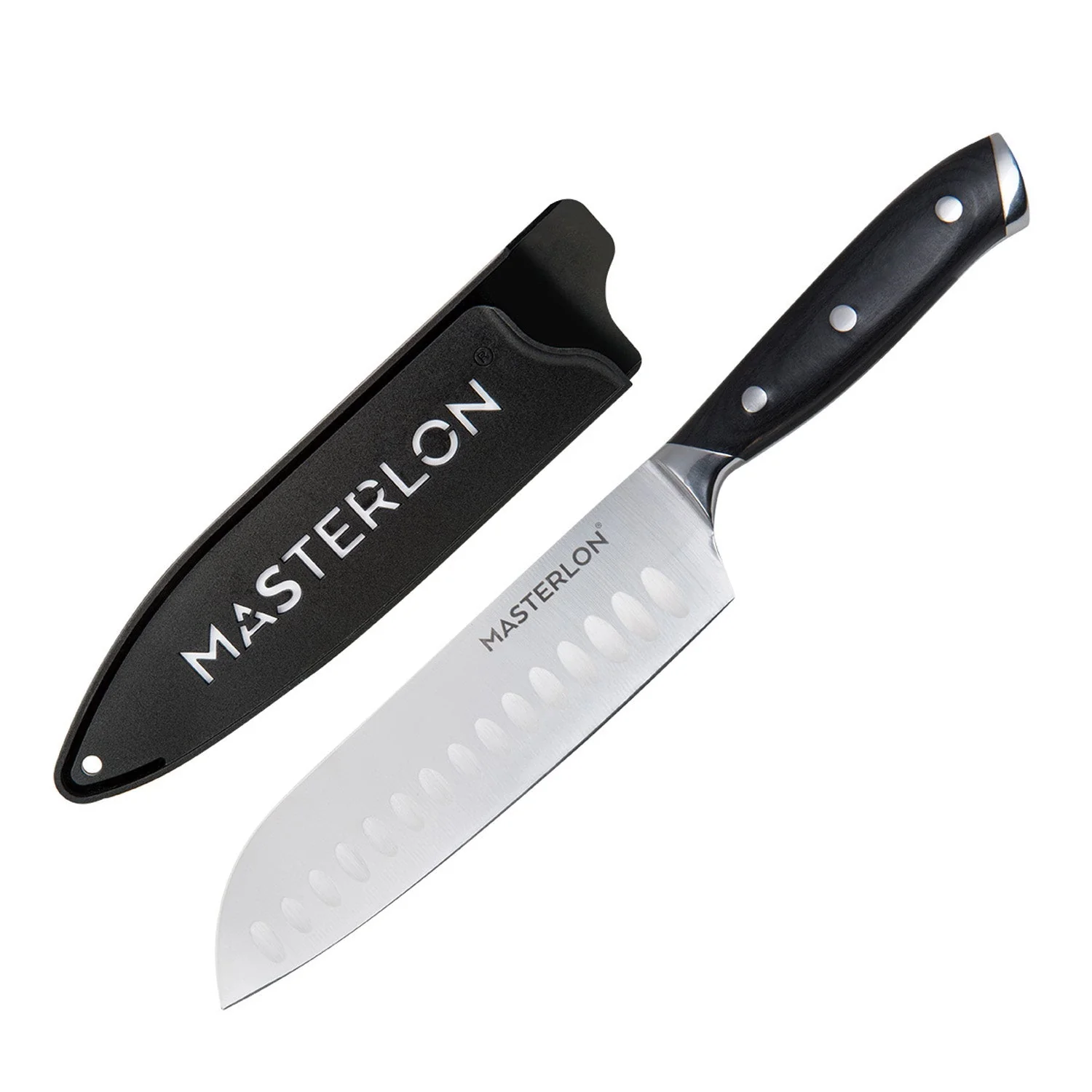 MASTERPAN Essential Chef’s Knife Bundle - 8" Chef’s Knife, 8" Slicer Knife & 7" Santoku Knife - Stainless Steel Blades with Protective Covers - Image 4