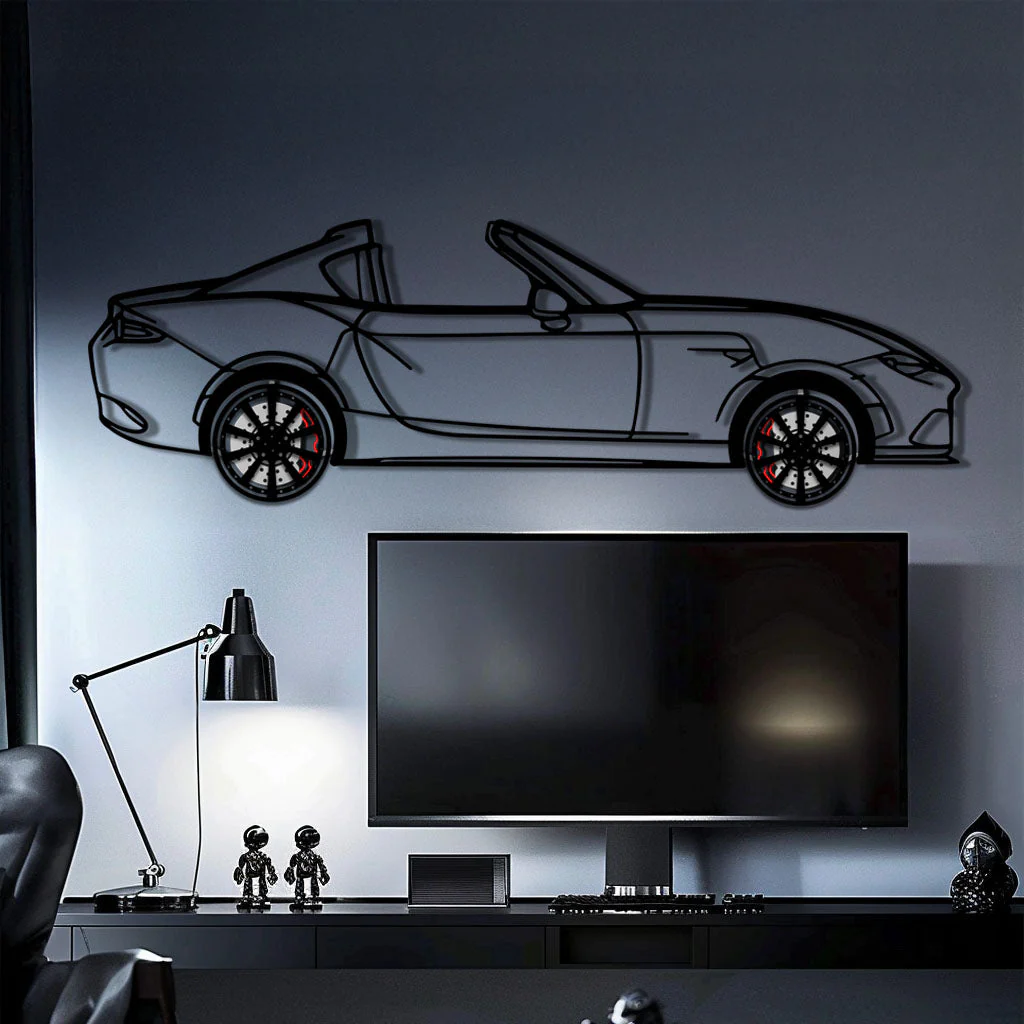 Mazda MX-5 RF Metal Car Wall Art with Rotating Wheels - JDM Roadster Silhouette - Interactive Automotive Wall Decor - KAFMEKA146 - Image 10