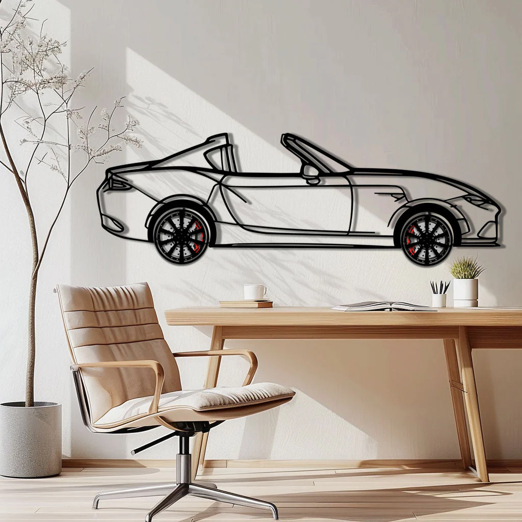 Mazda MX-5 RF Metal Car Wall Art with Rotating Wheels - JDM Roadster Silhouette - Interactive Automotive Wall Decor - KAFMEKA146 - Image 2