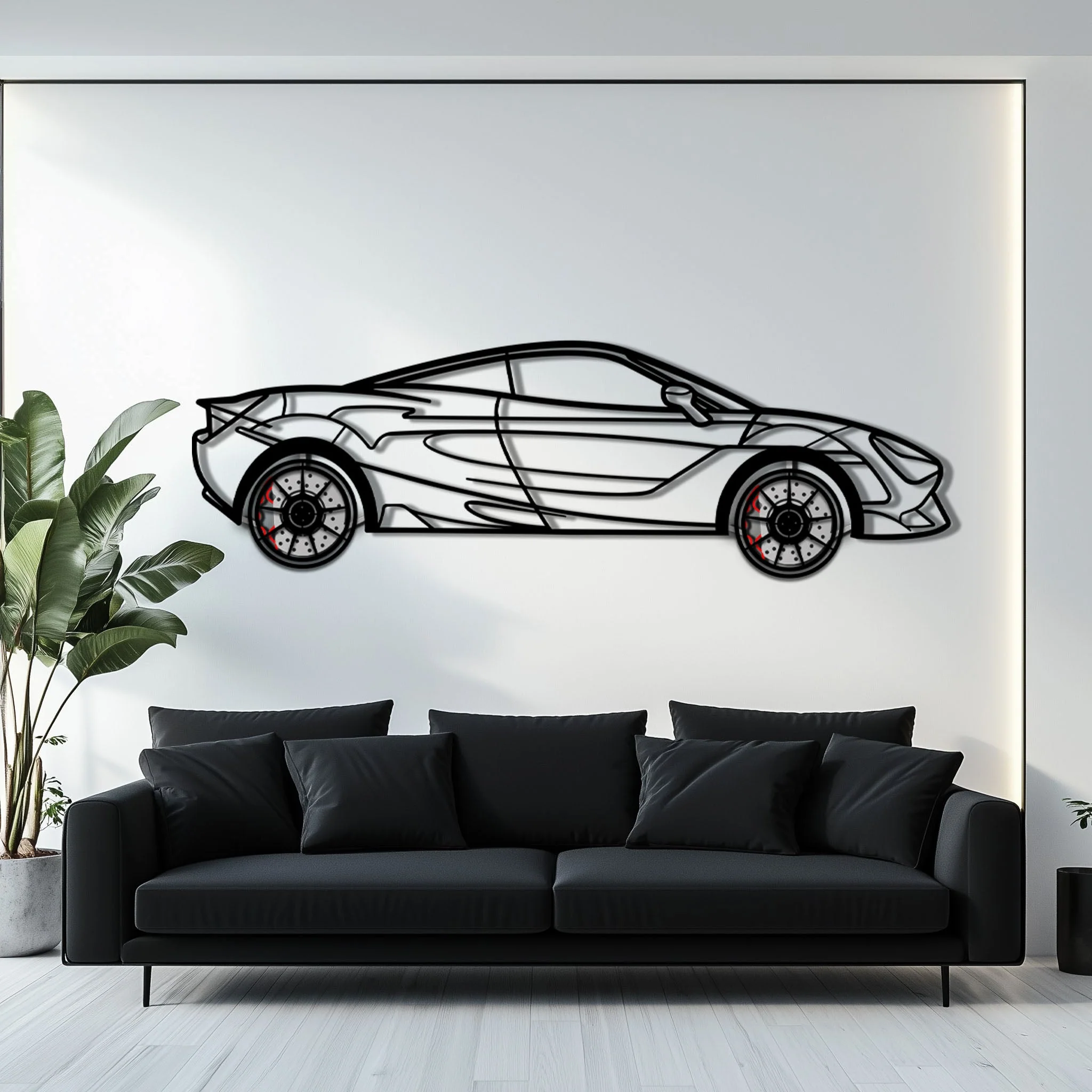 McLaren 720S Metal Car Wall Art with Rotating Wheels - British Supercar Silhouette - Interactive Automotive Wall Decor - KAFMEKA149 - Image 7