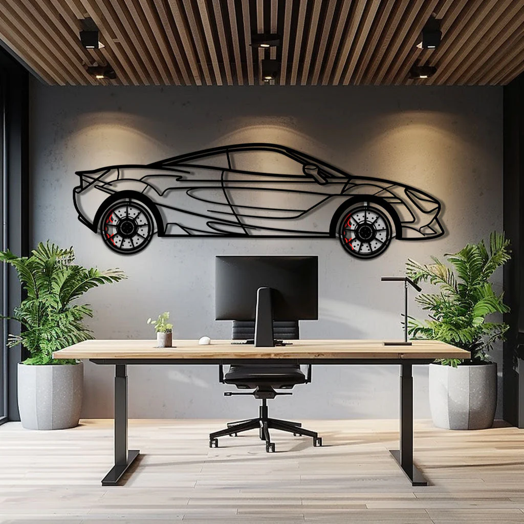 McLaren 720S Metal Car Wall Art with Rotating Wheels - British Supercar Silhouette - Interactive Automotive Wall Decor - KAFMEKA149 - Image 9