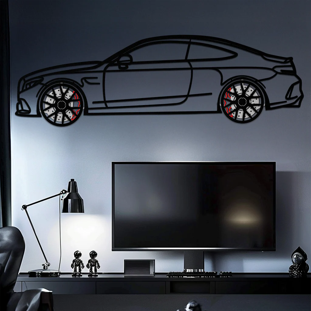 Mercedes C63 AMG Metal Wall Art – Performance Coupe Silhouette with Rotating Wheels 🔥🏁KAFMEKA071 - Image 4
