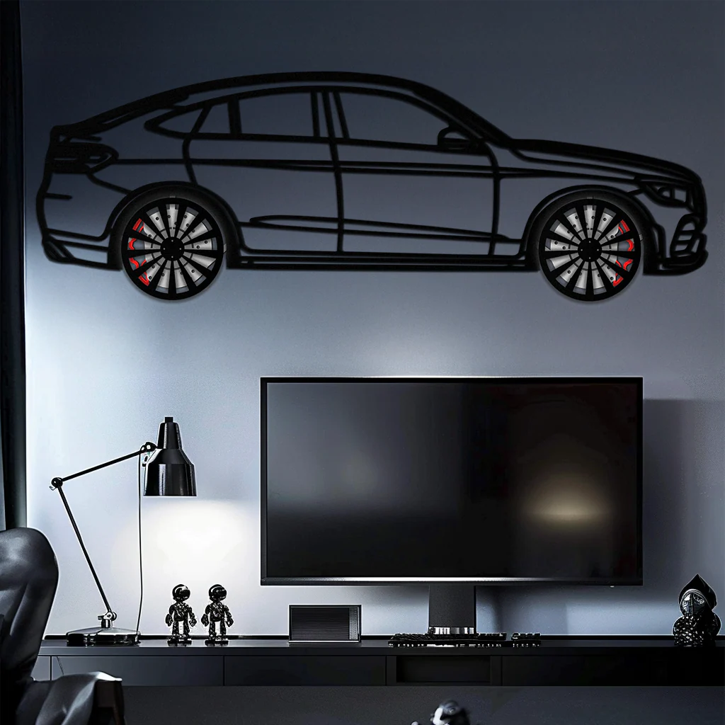 Mercedes GLC Coupe Metal Wall Art – Rotating Wheels Edition | Luxury AMG-Inspired Garage & Home Decor -KAFMEKA081 - Image 5
