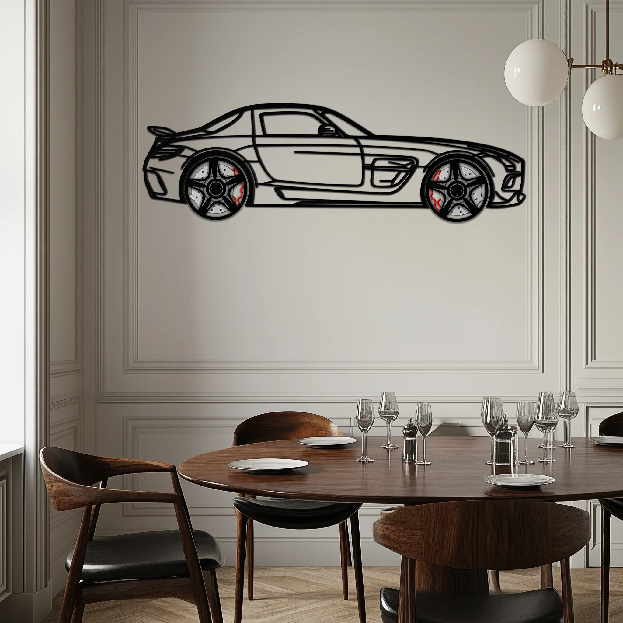 Mercedes SLS AMG Metal Wall Art – Rotating Wheel Car Silhouette • Luxury Automotive Decor • Perfect Gift for Car Lovers - KAFMEKA075 - Image 8