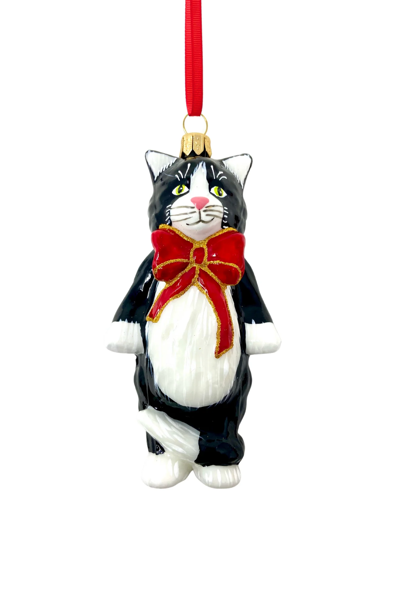 Mishka Tuxedo Cat Glass Ornament - Image 3