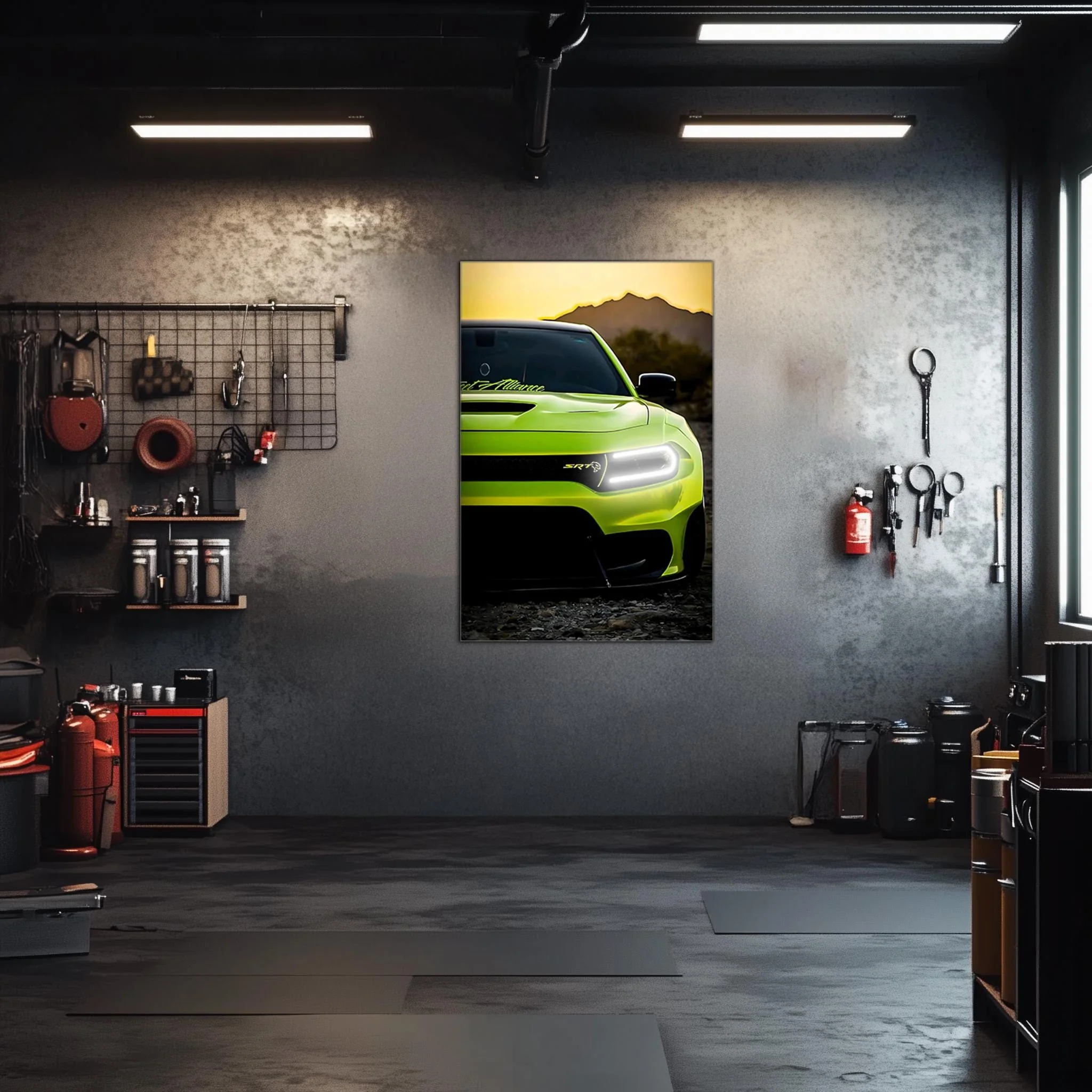 Modern Muscle Car Neon Wall Art - UV Printed LED Plexiglass Sign for Garage, Man Cave & Racing Fans - Adjustable Light and Free Shipping - Image 3