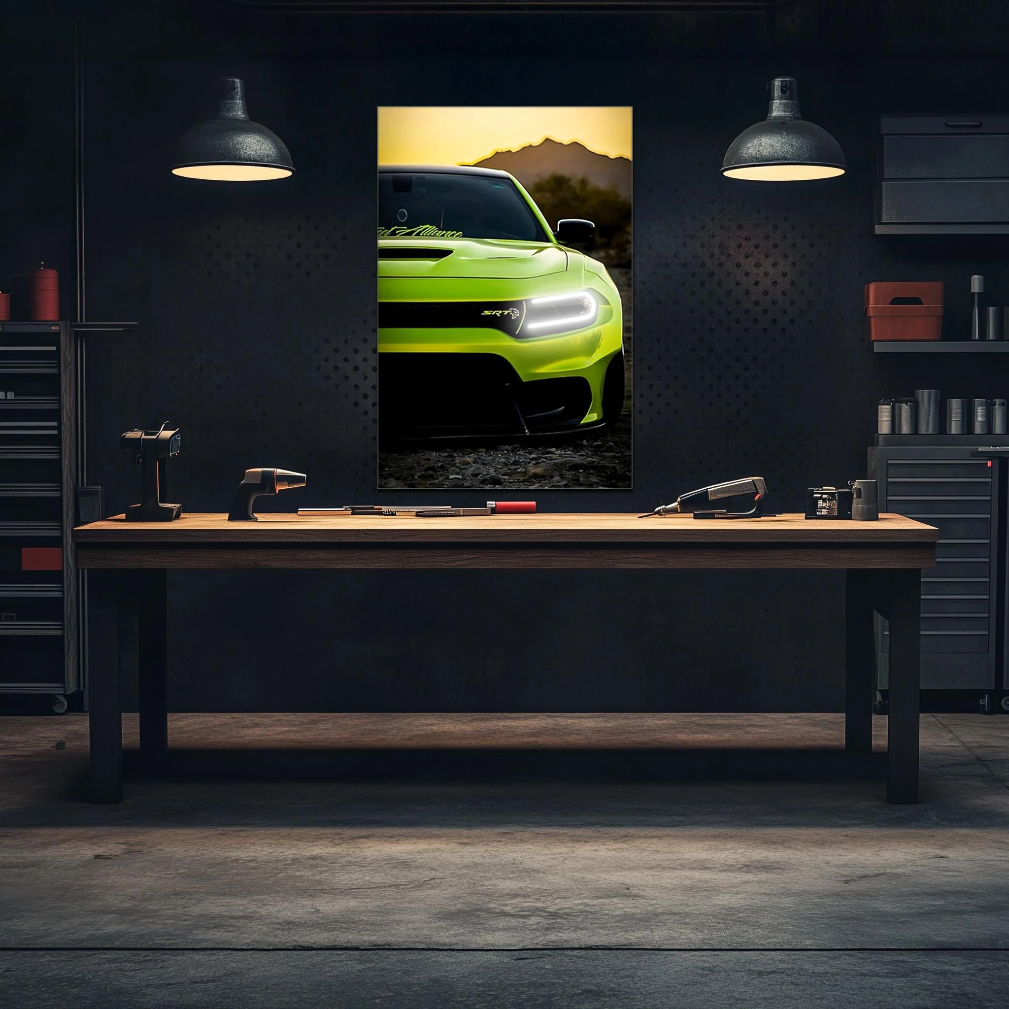 Modern Muscle Car Neon Wall Art - UV Printed LED Plexiglass Sign for Garage, Man Cave & Racing Fans - Adjustable Light and Free Shipping - Image 4