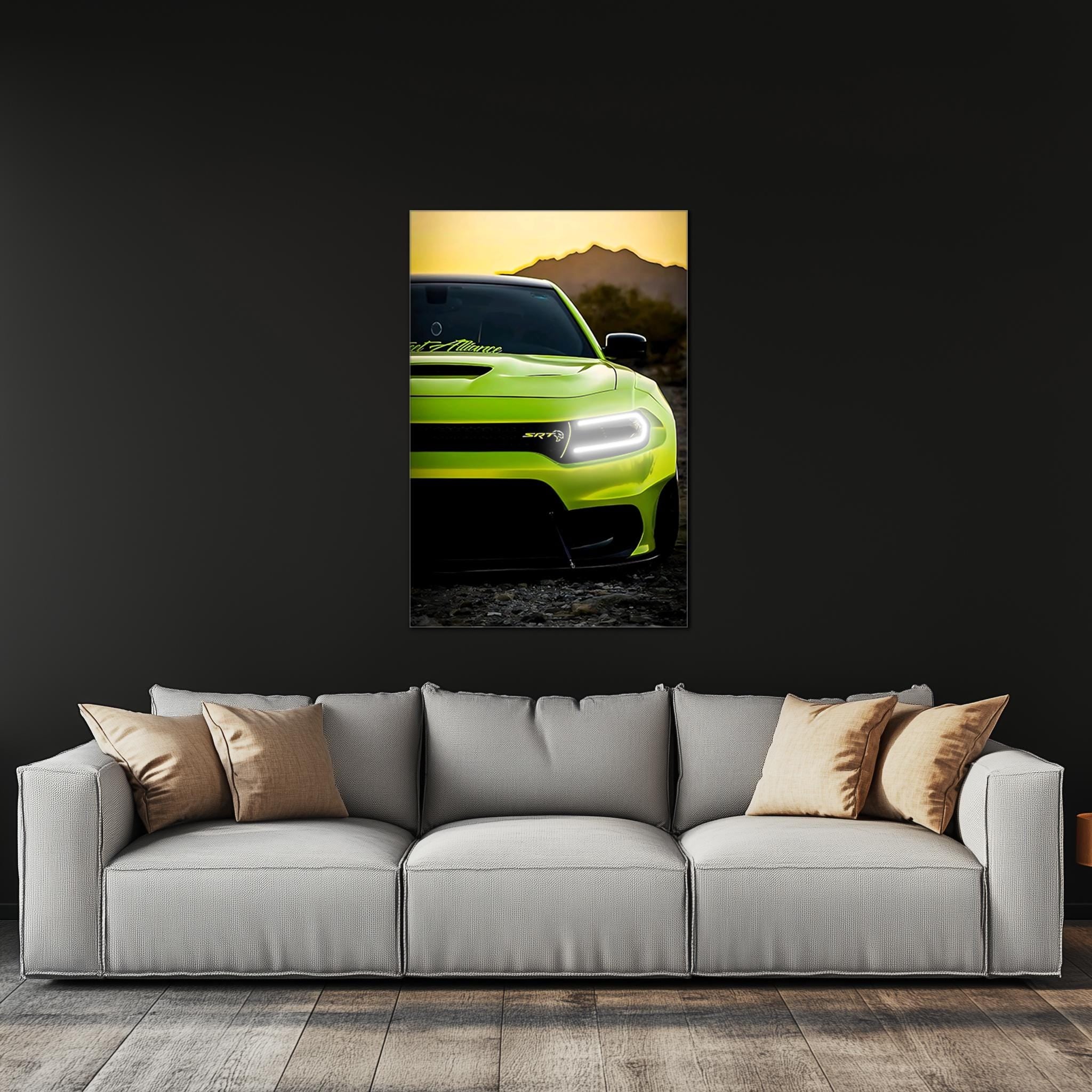Modern Muscle Car Neon Wall Art - UV Printed LED Plexiglass Sign for Garage, Man Cave & Racing Fans - Adjustable Light and Free Shipping - Image 5