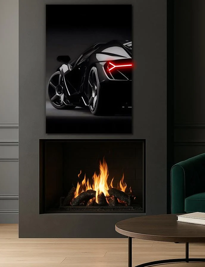 Neon Sports Car Wall Art – UV Printed LED Poster for Garage & Man Cave – Free Remote Control and Shipping - Image 2