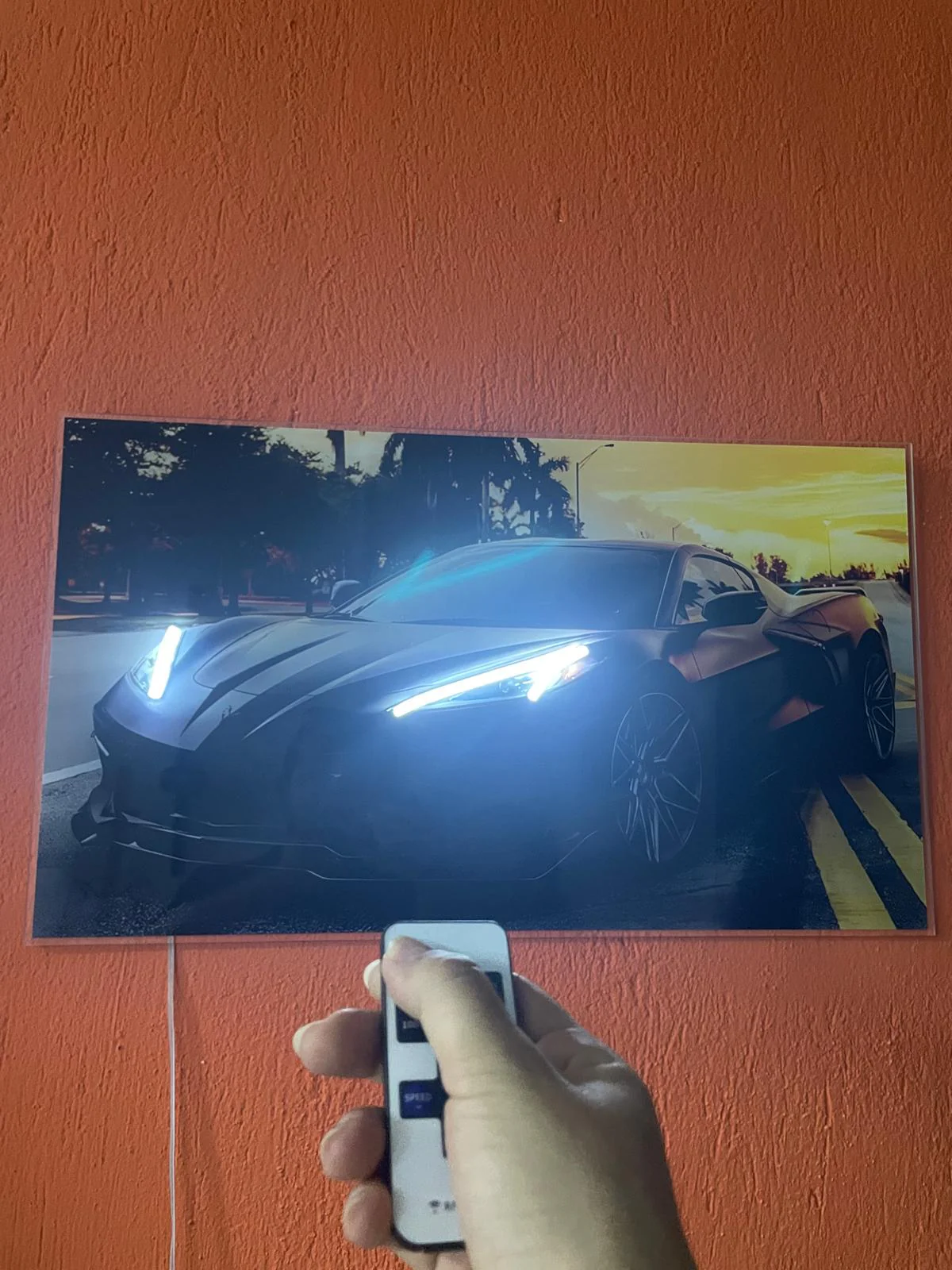 Neon Sports Car Wall Art – UV Printed LED Poster for Garage & Man Cave – Free Remote Control and Shipping - Image 7