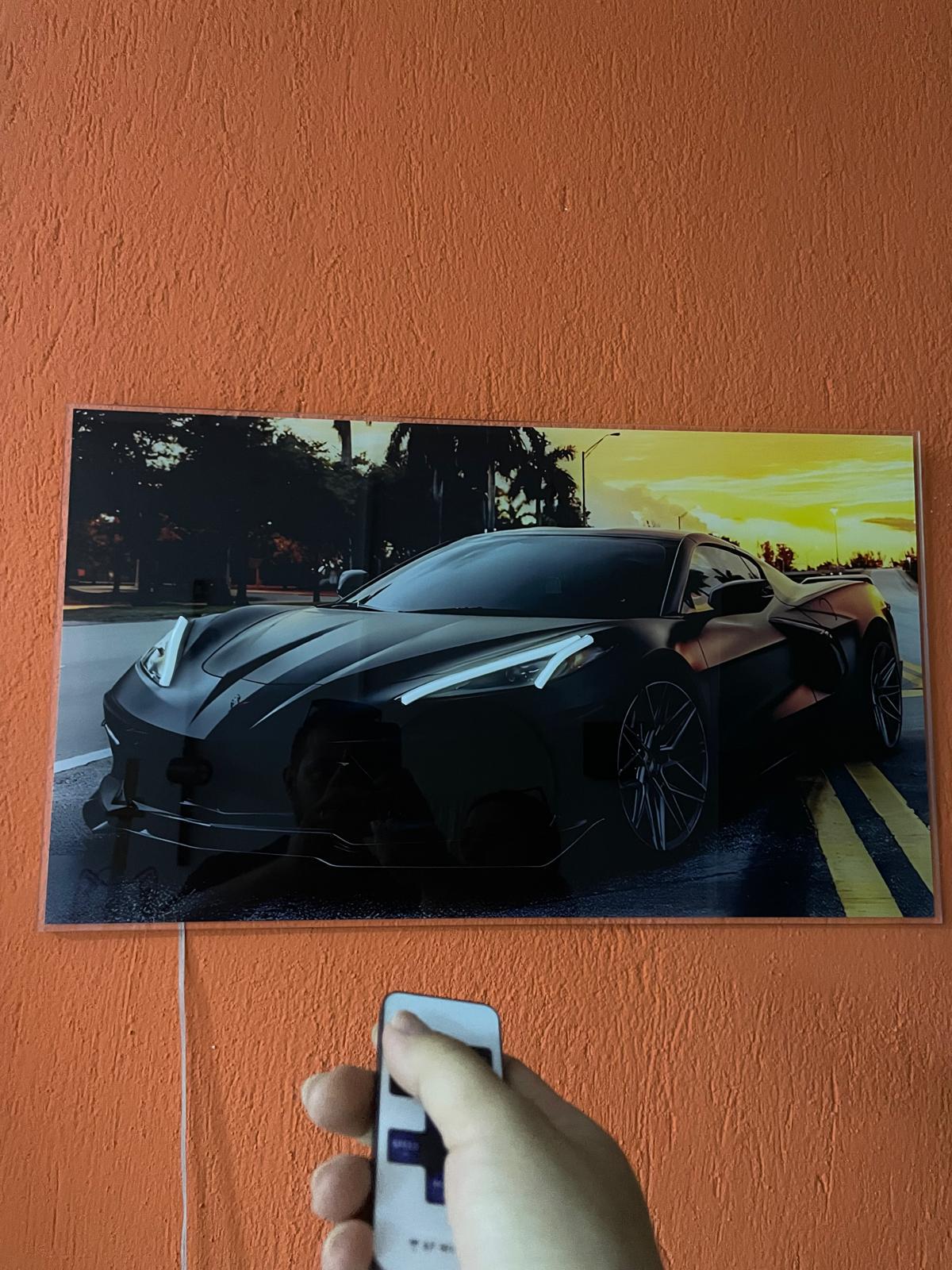 Neon Sports Car Wall Art – UV Printed LED Poster for Garage & Man Cave – Free Remote Control and Shipping - Image 8