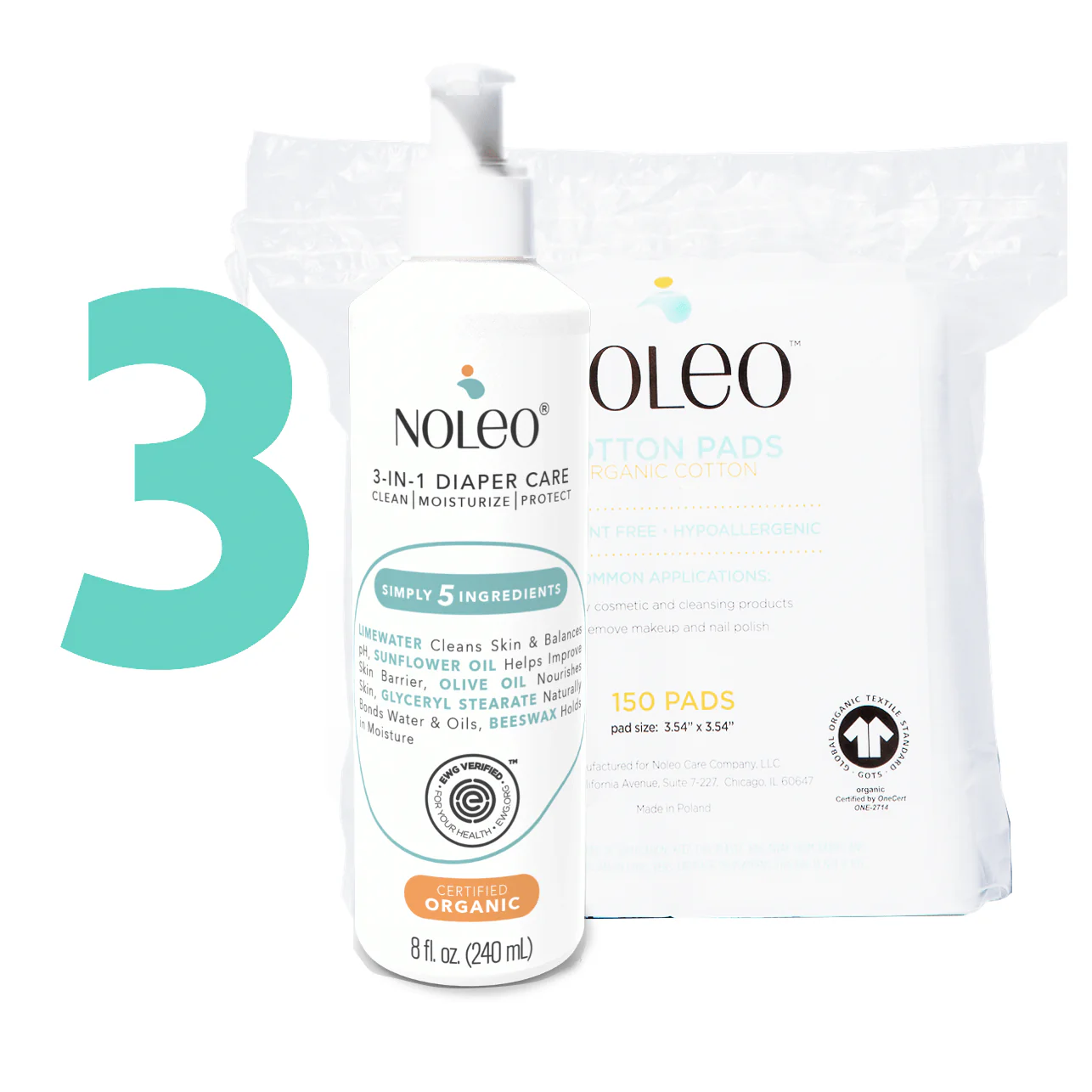 NOLEO DUO: 3-in-1 Diaper Rash Cream & Large Cotton Pads - Image 10