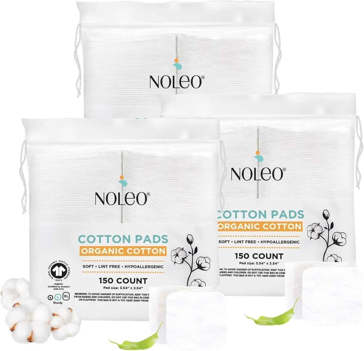 NOLEO Organic Cotton Pads - Large 3.54"x3.54" - Image 7