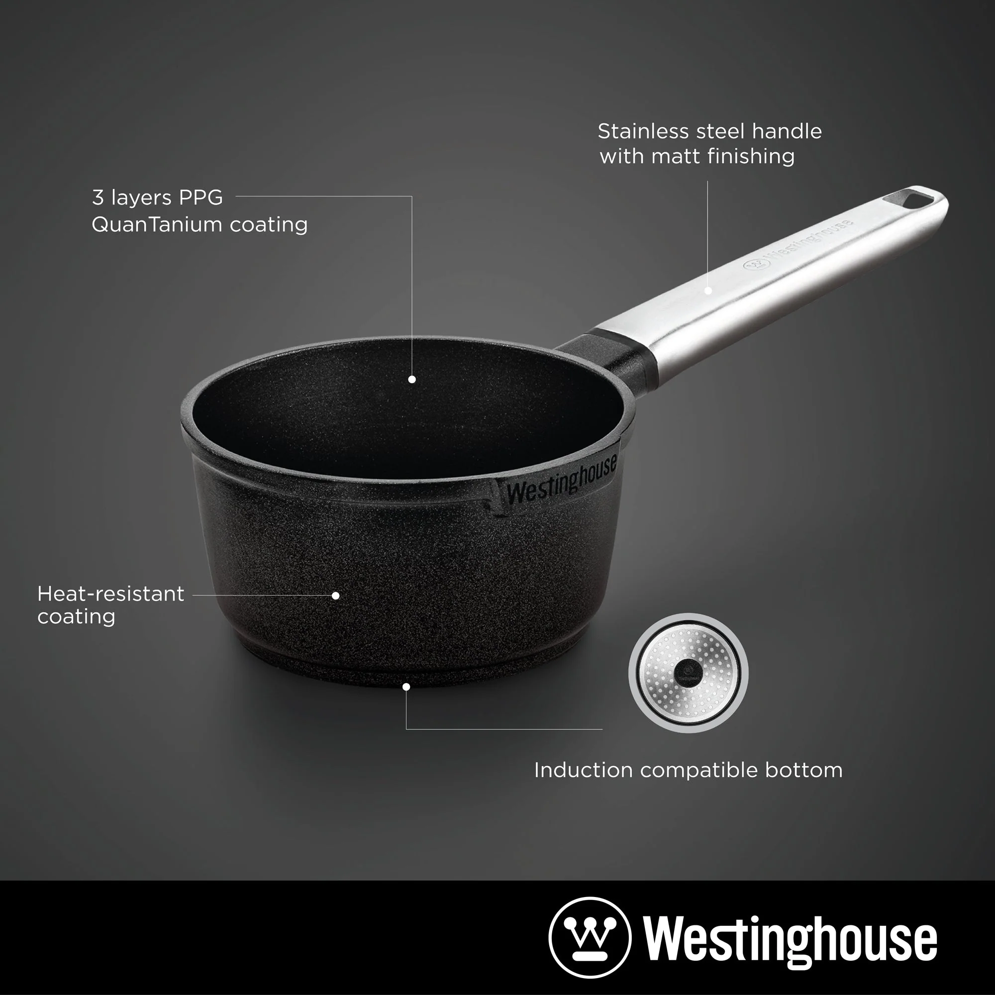 Non-stick Sauce & Milk Pan, Cast Aluminum, 2 Qt., 7" (18cm) - Image 2