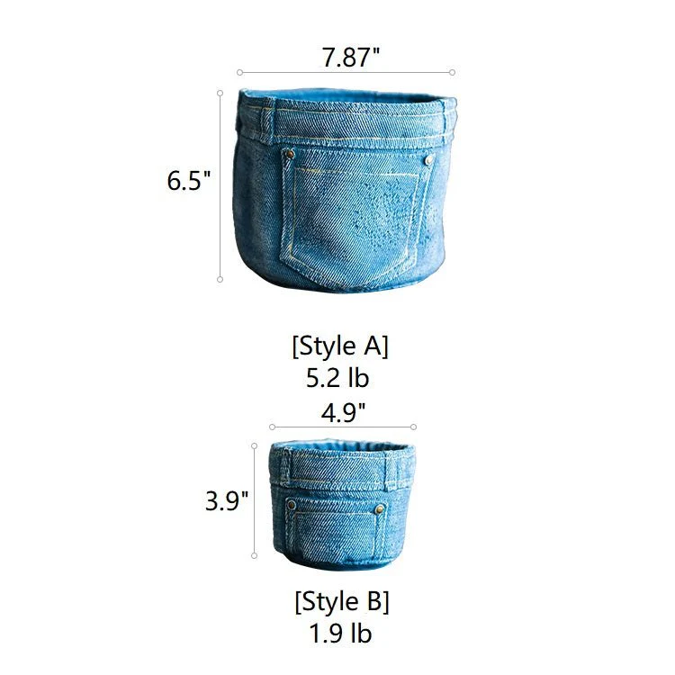 Pants for Plants Blue Jeans Cement Flower Pot - Image 7