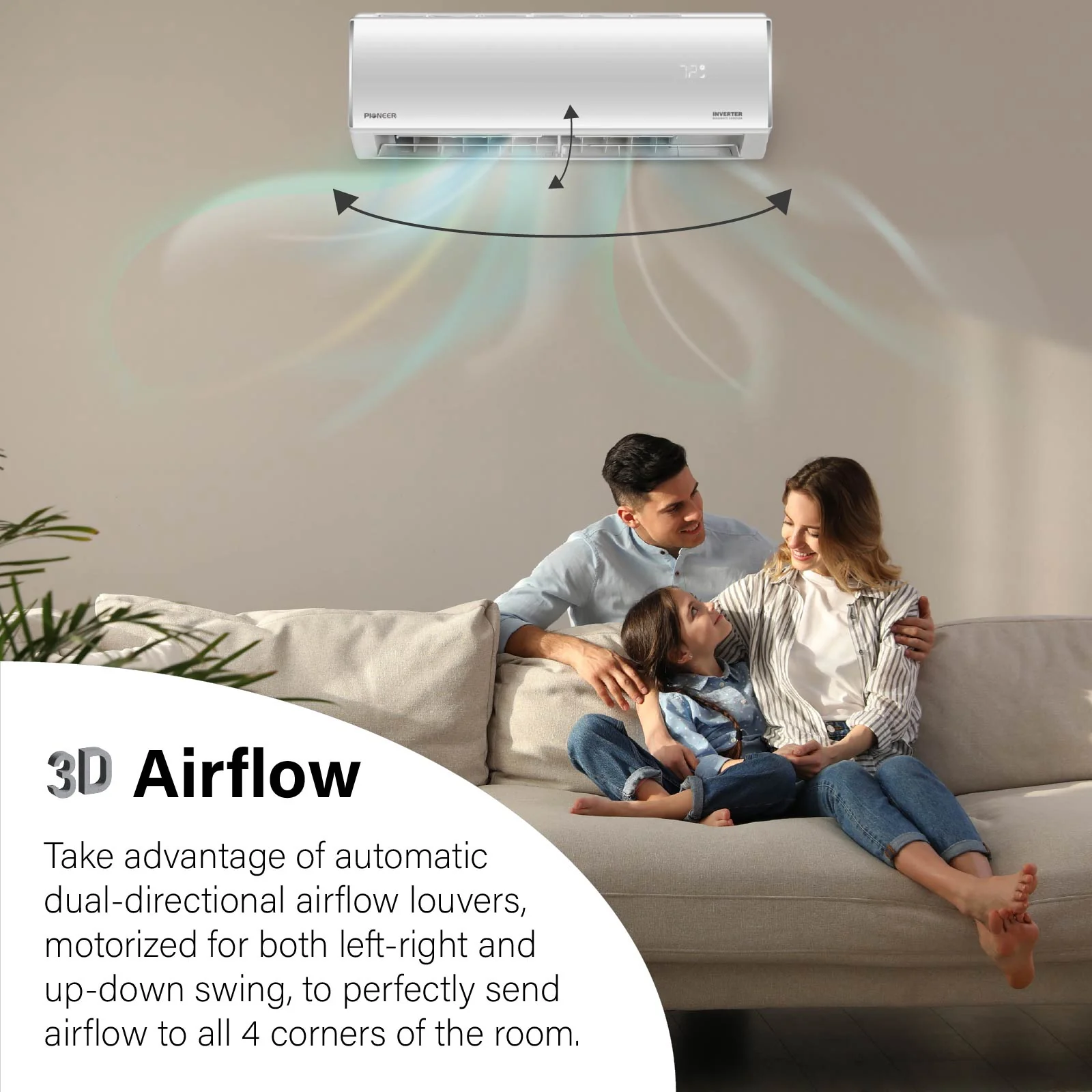 Pioneer® Diamante Essenza™ 35,000 BTU 17 SEER2 230V High-Wall Ductless Mini-Split Air Conditioner Inverter Heat Pump with 16 Ft. Kit - Image 6