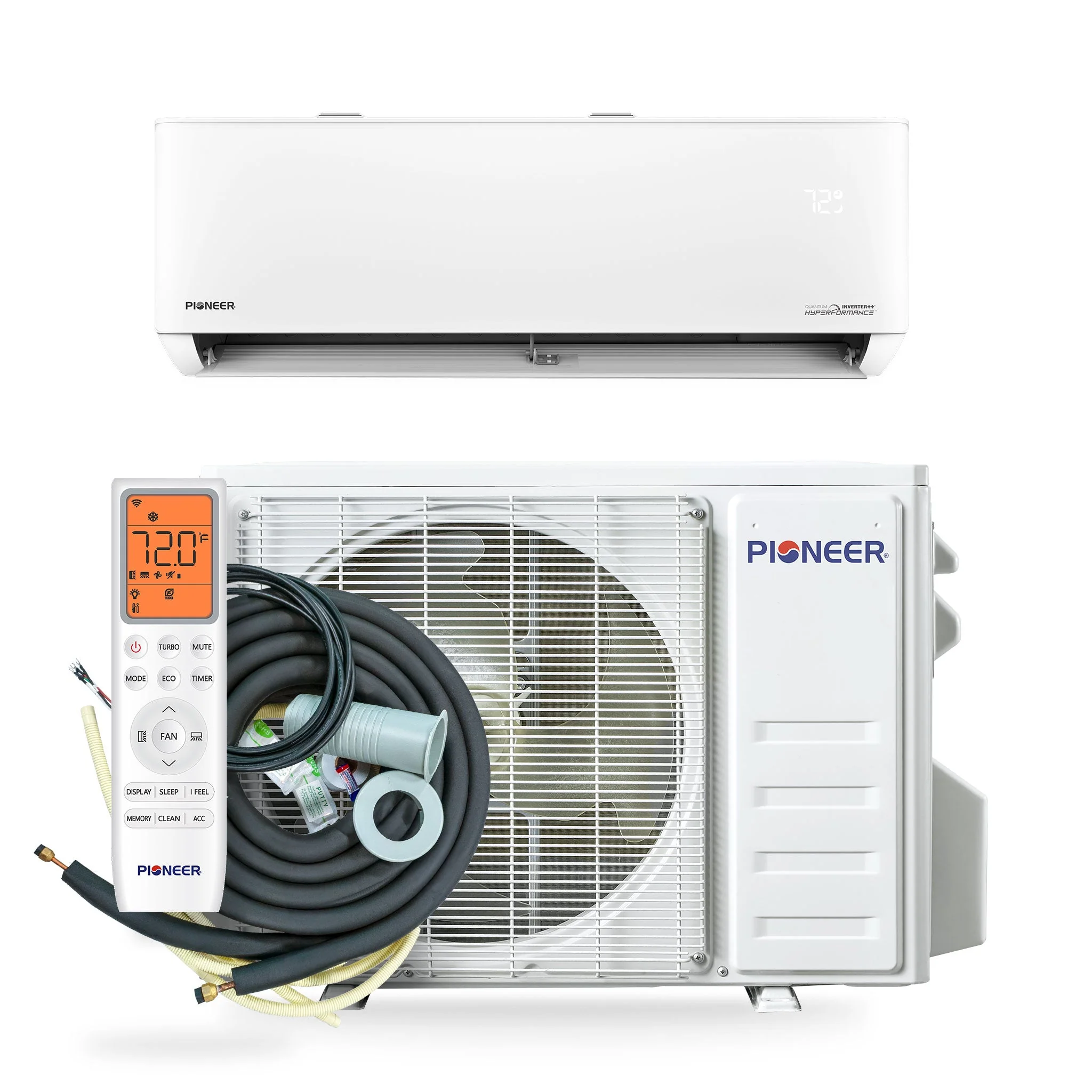 Pioneer® Quantum Hyperformance™ 12,000 BTU 25 SEER2 230V High-Wall Ductless Energy-Star Mini-Split Air Conditioner Inverter Hyper Heat Pump Full Set - Image 3