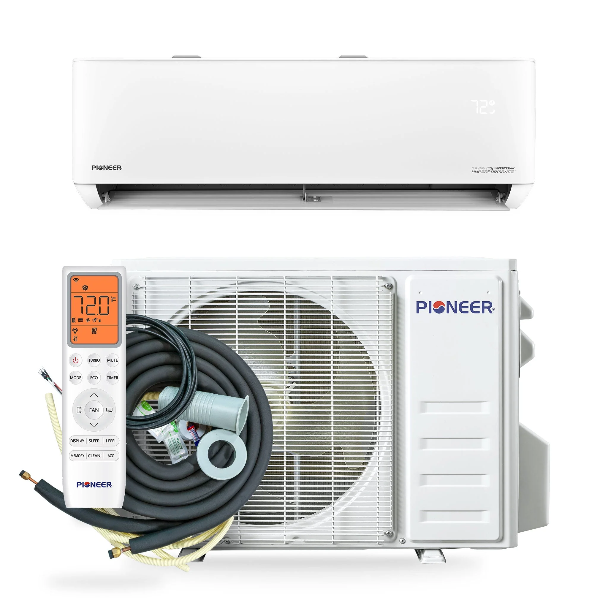 Pioneer® Quantum Hyperformance™ 18,000 BTU 23.5 SEER2 230V High-Wall Ductless Energy-Star Mini-Split Air Conditioner Inverter Hyper Heat Pump Full Set - Image 3