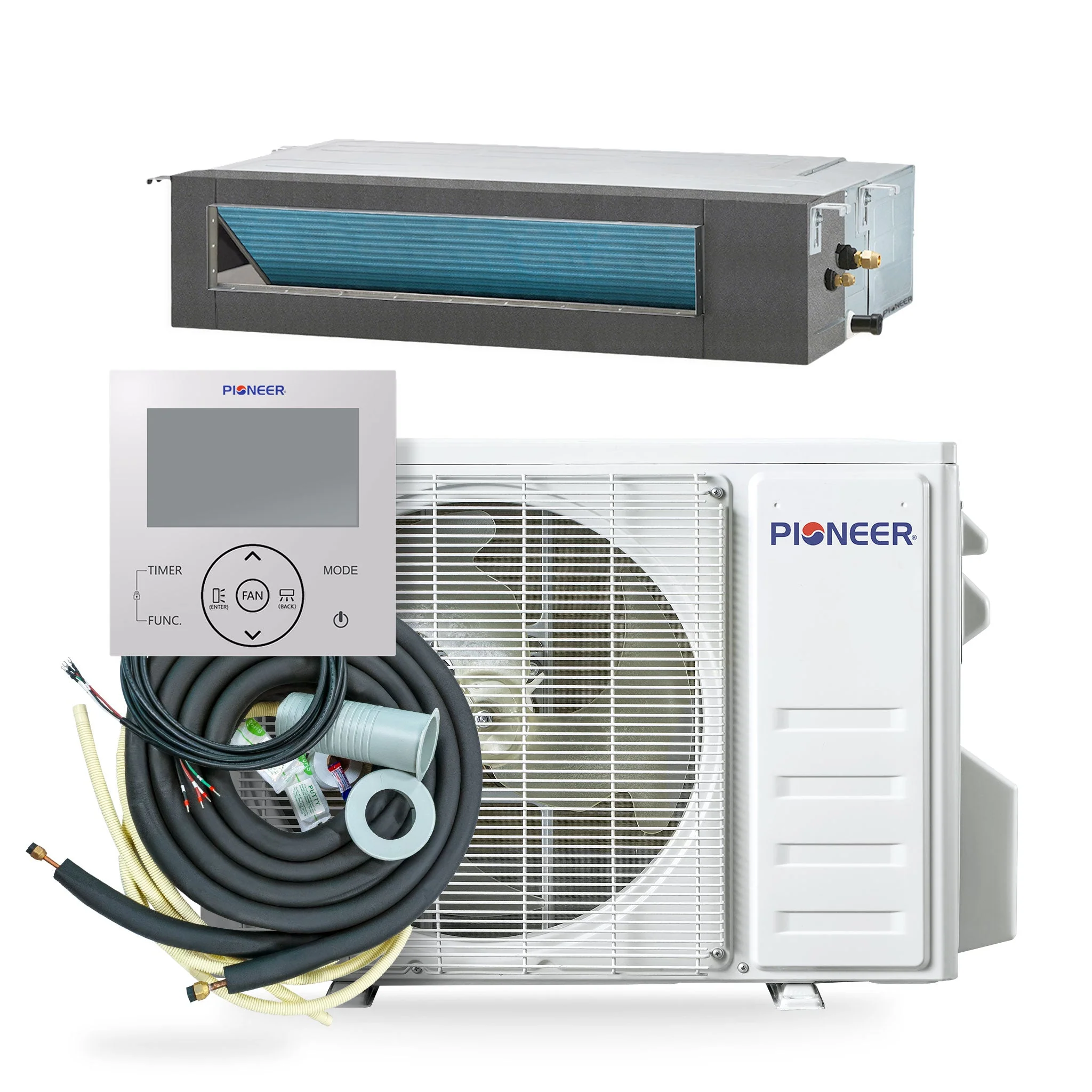 Pioneer® Quantum Ultra™ 11,000 BTU 19 SEER2 230V Ceiling Concealed Ducted Mini-Split Air Conditioner Inverter Heat Pump Full Set - Image 3